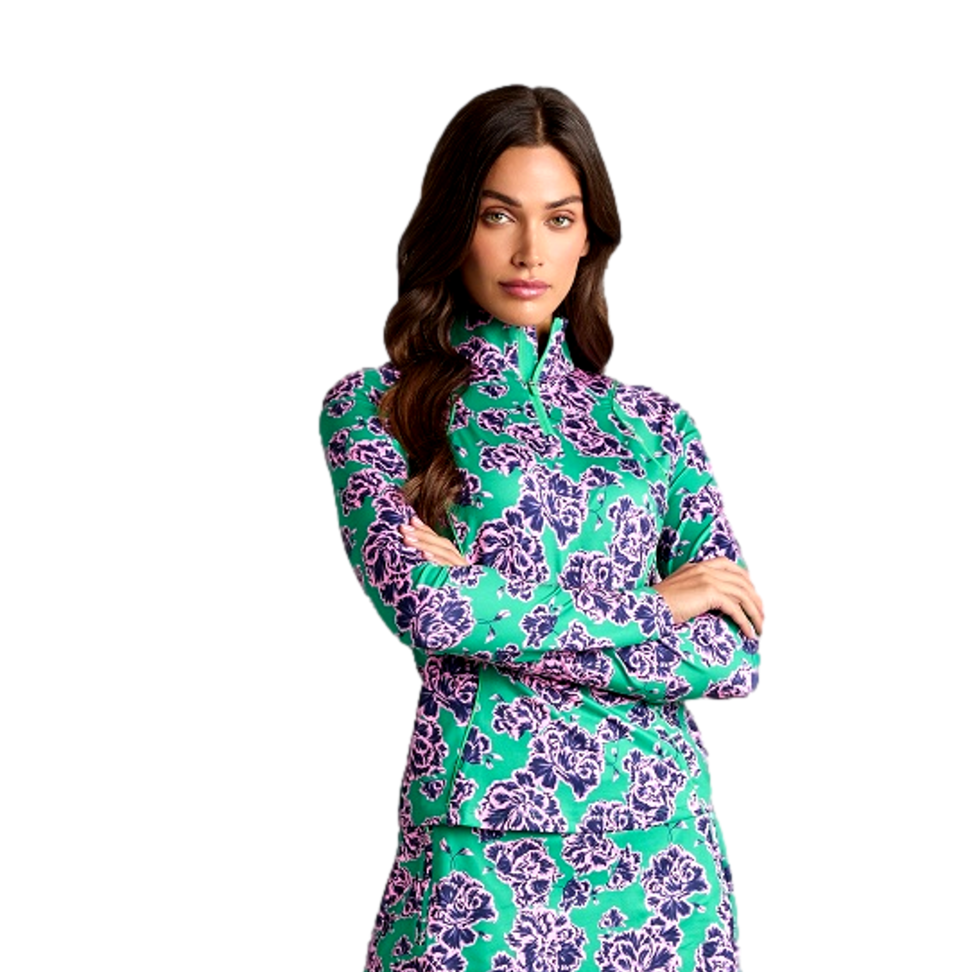 Stamped Floral Tech Jersey Women's Golf Quarter Zip