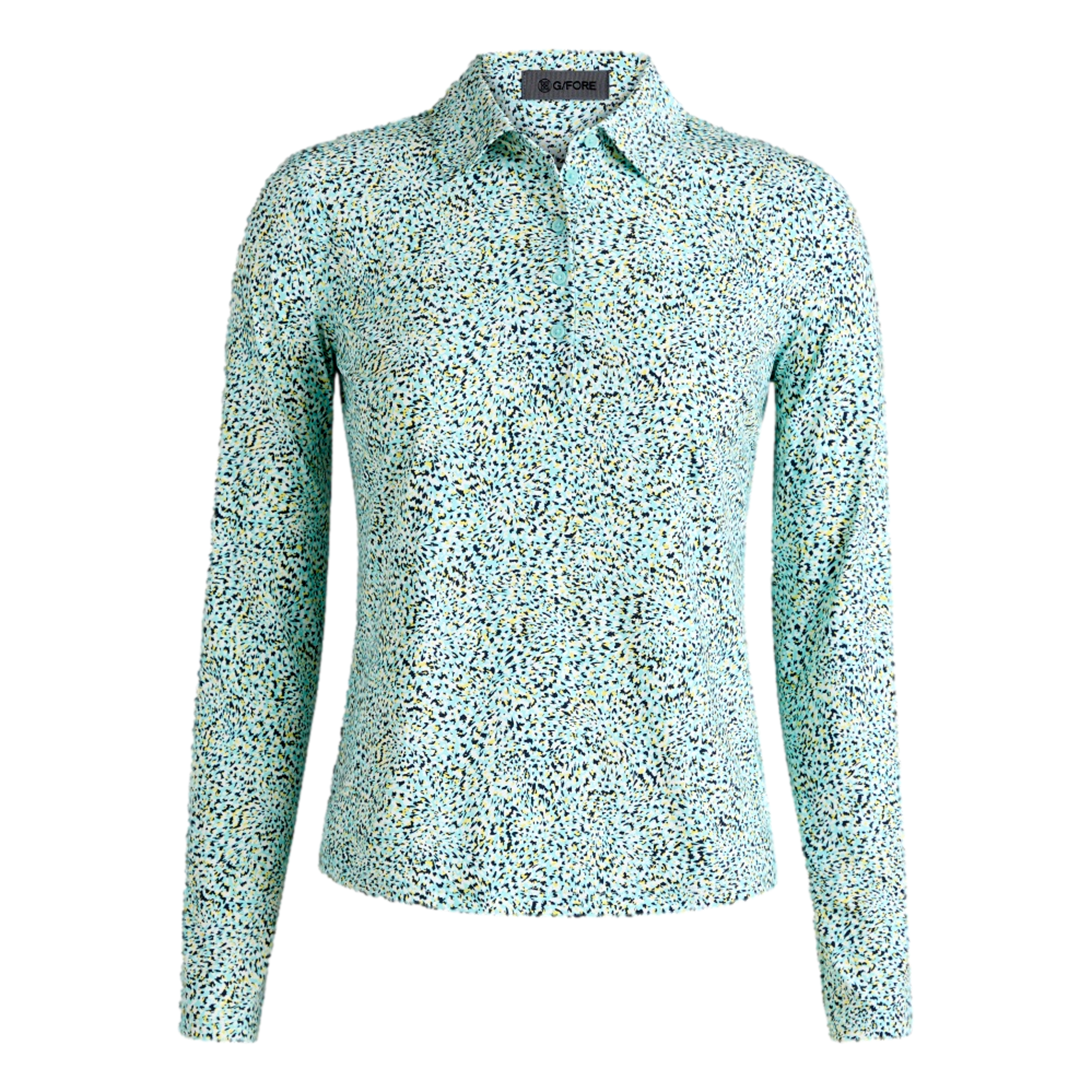 Silky Tech Nylon Zip Print Women's Long Sleeve Golf Polo Shirt