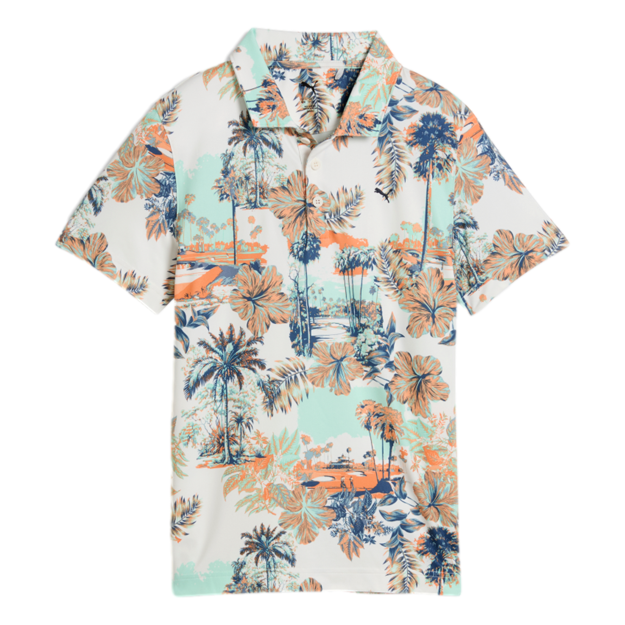 CLOUDSPUN Palm Print Boys Short Sleeve Golf Polo Shirt