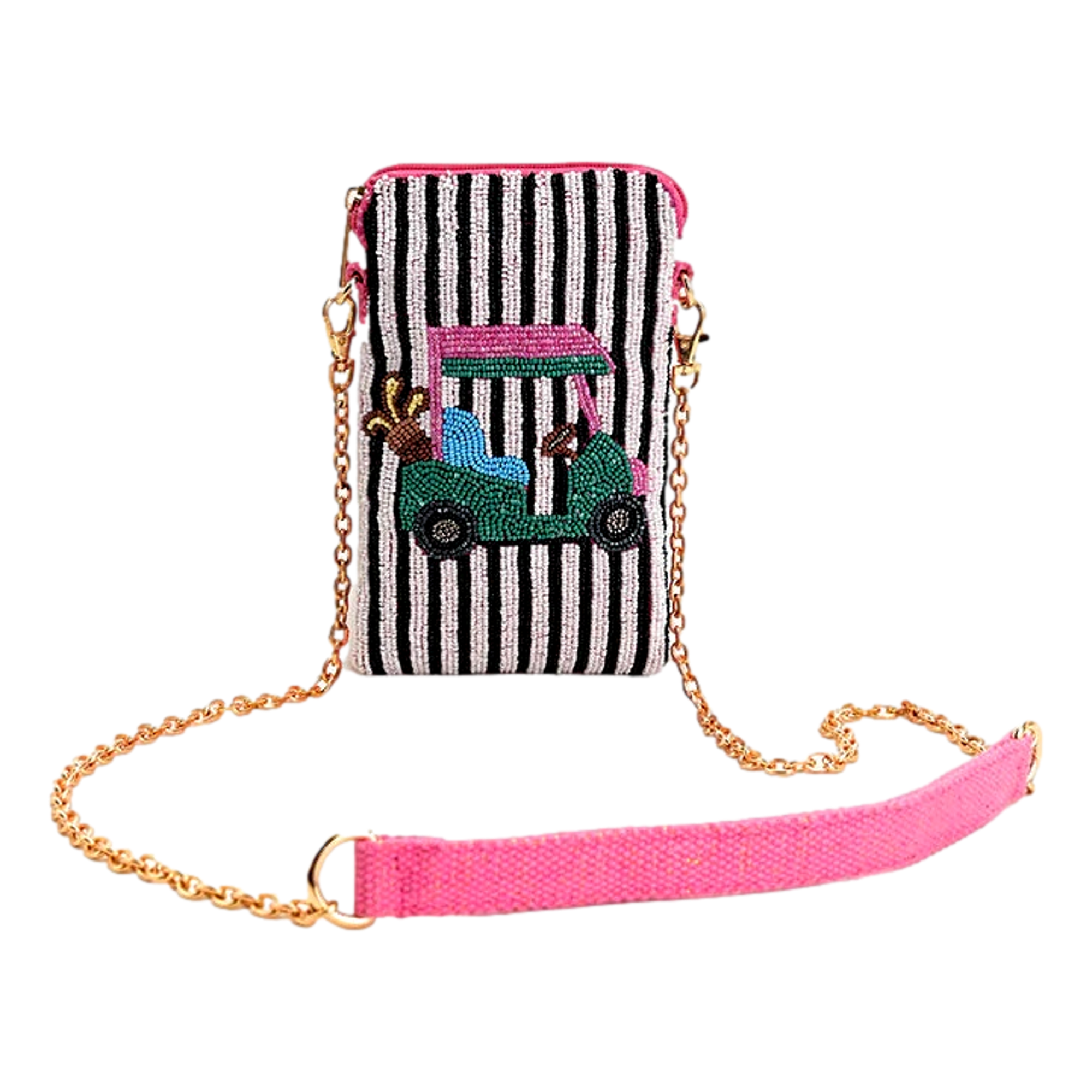 Tee In Stripes Beaded Golf Cart Crossbody Bag
