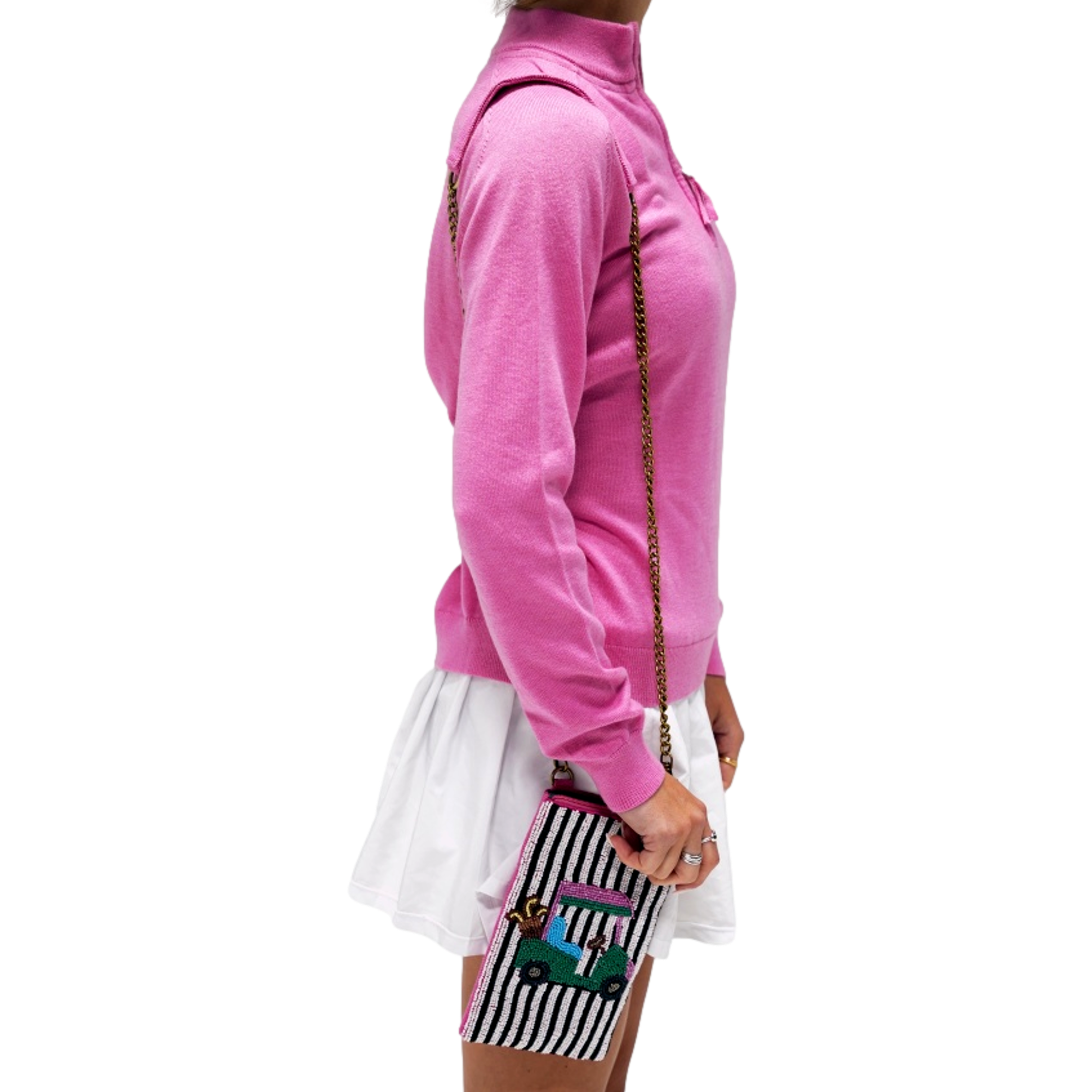 Tee In Stripes Beaded Golf Cart Crossbody Bag