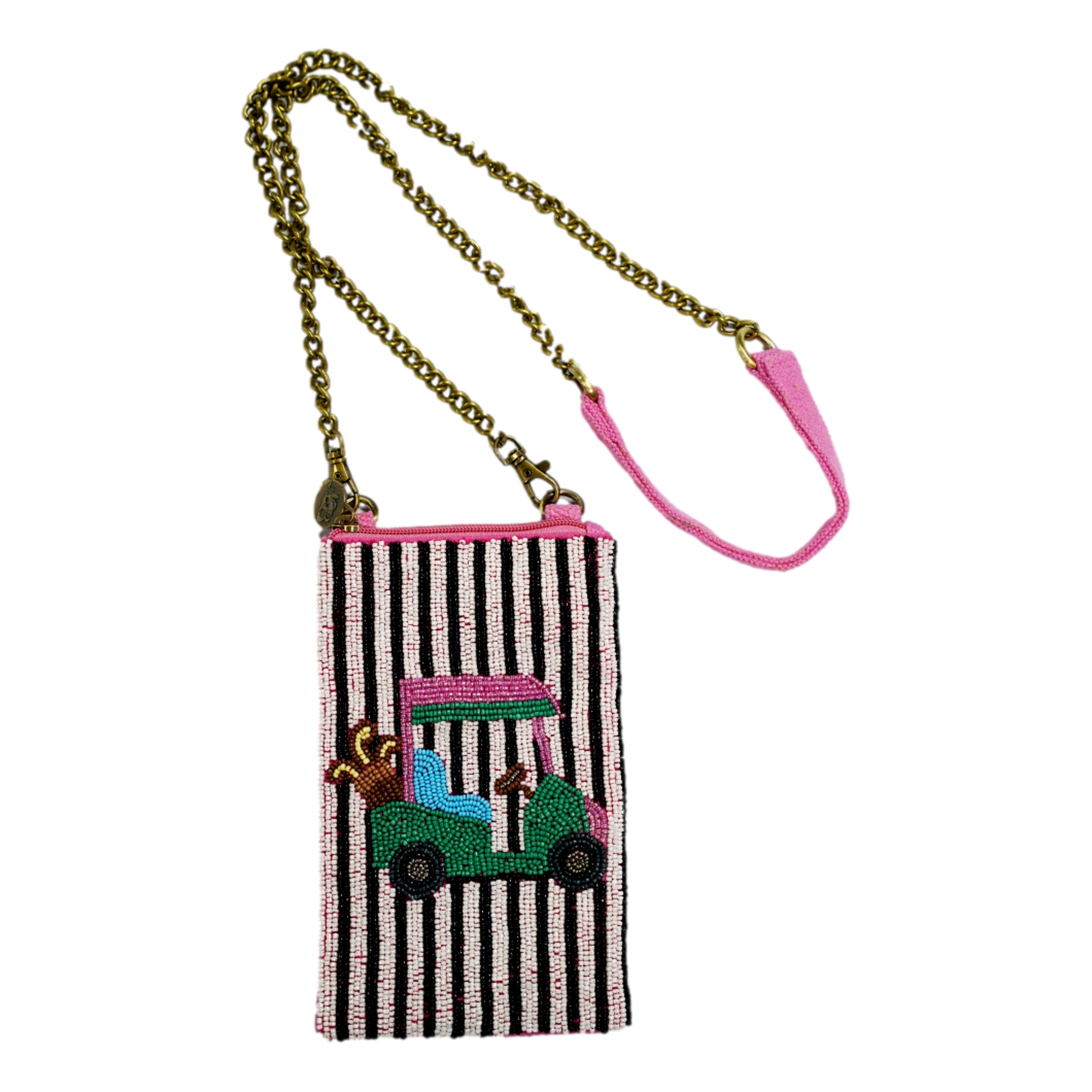Tee In Stripes Beaded Golf Cart Crossbody Bag