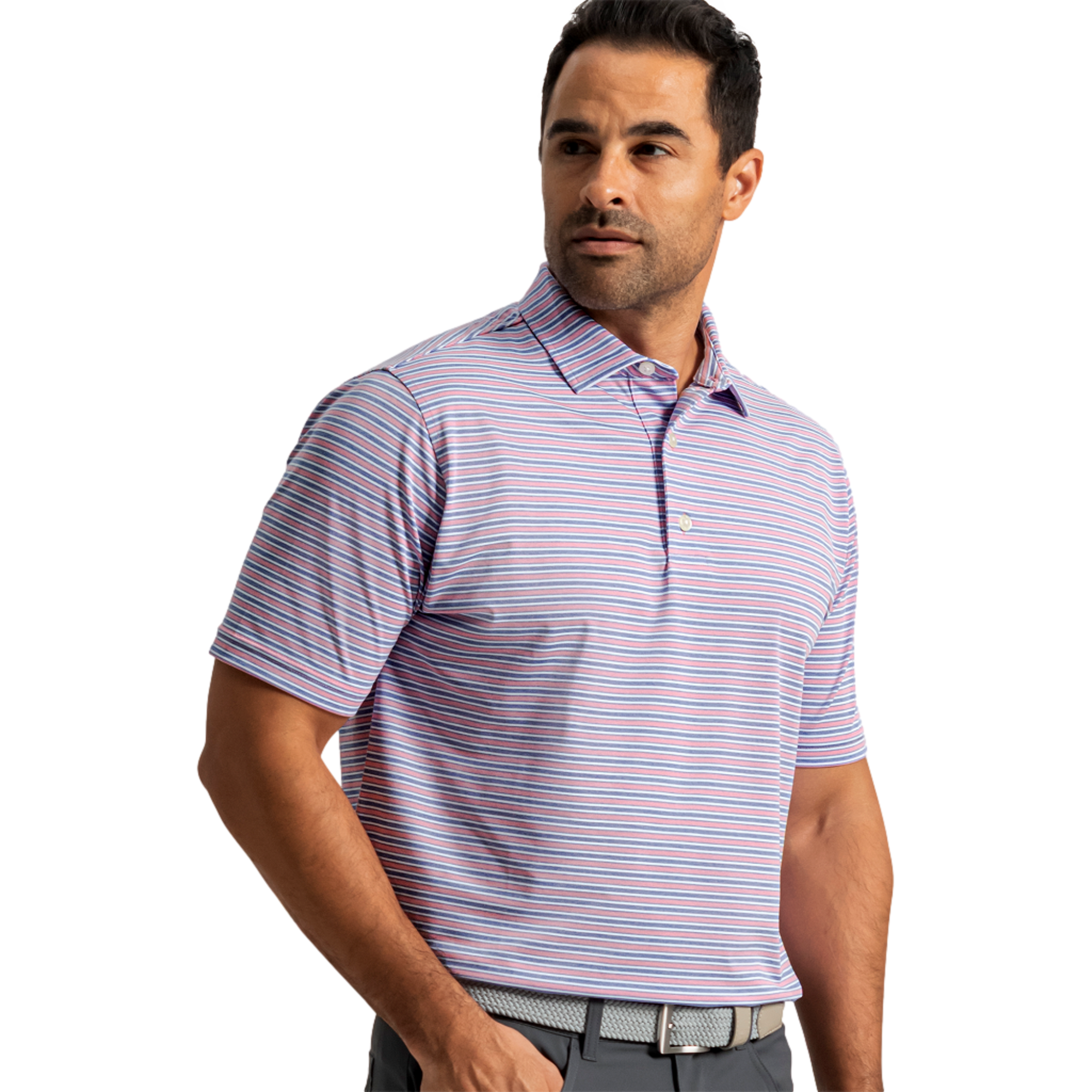Heather Stripe Lisle Men's Golf Polo Shirt