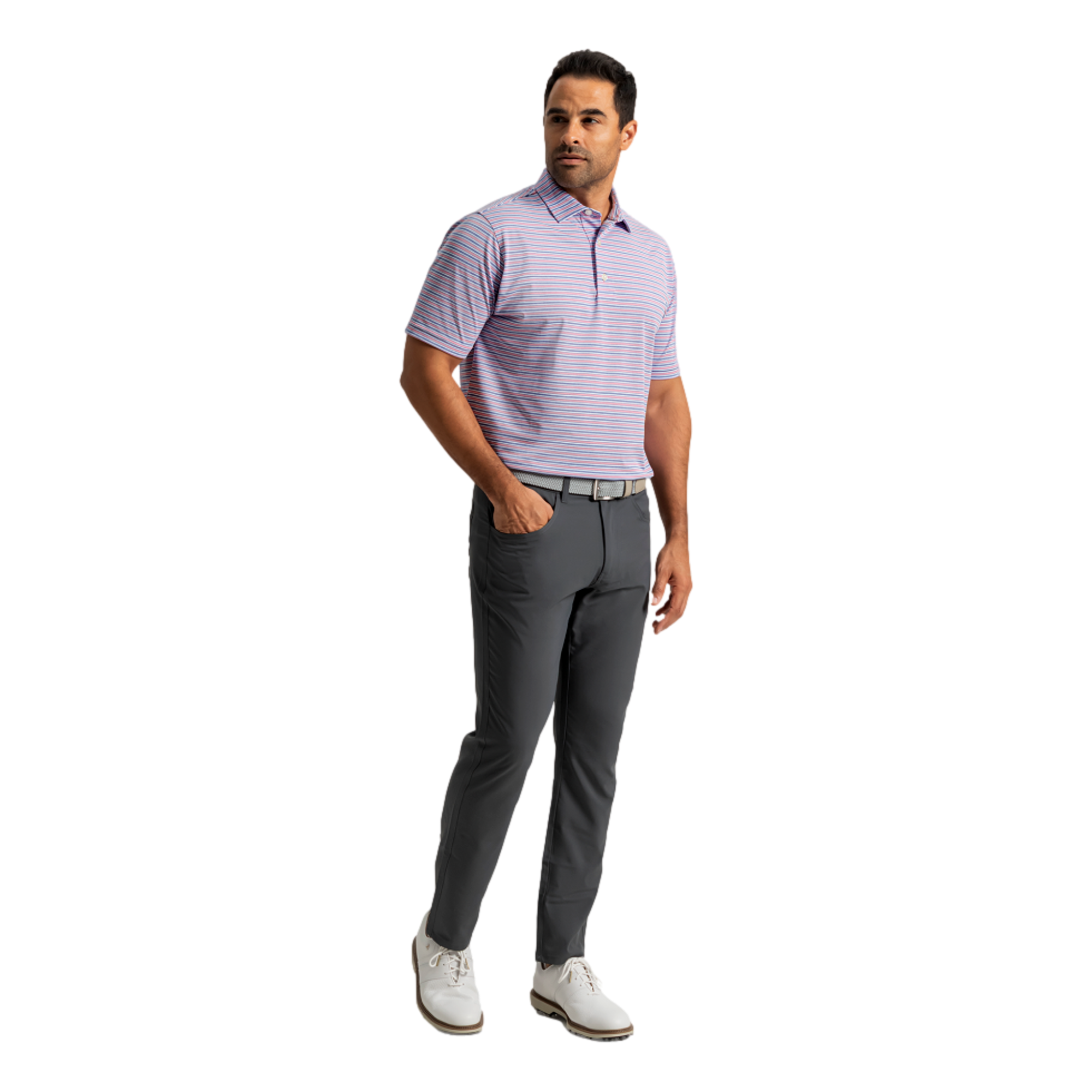 Heather Stripe Lisle Men's Golf Polo Shirt