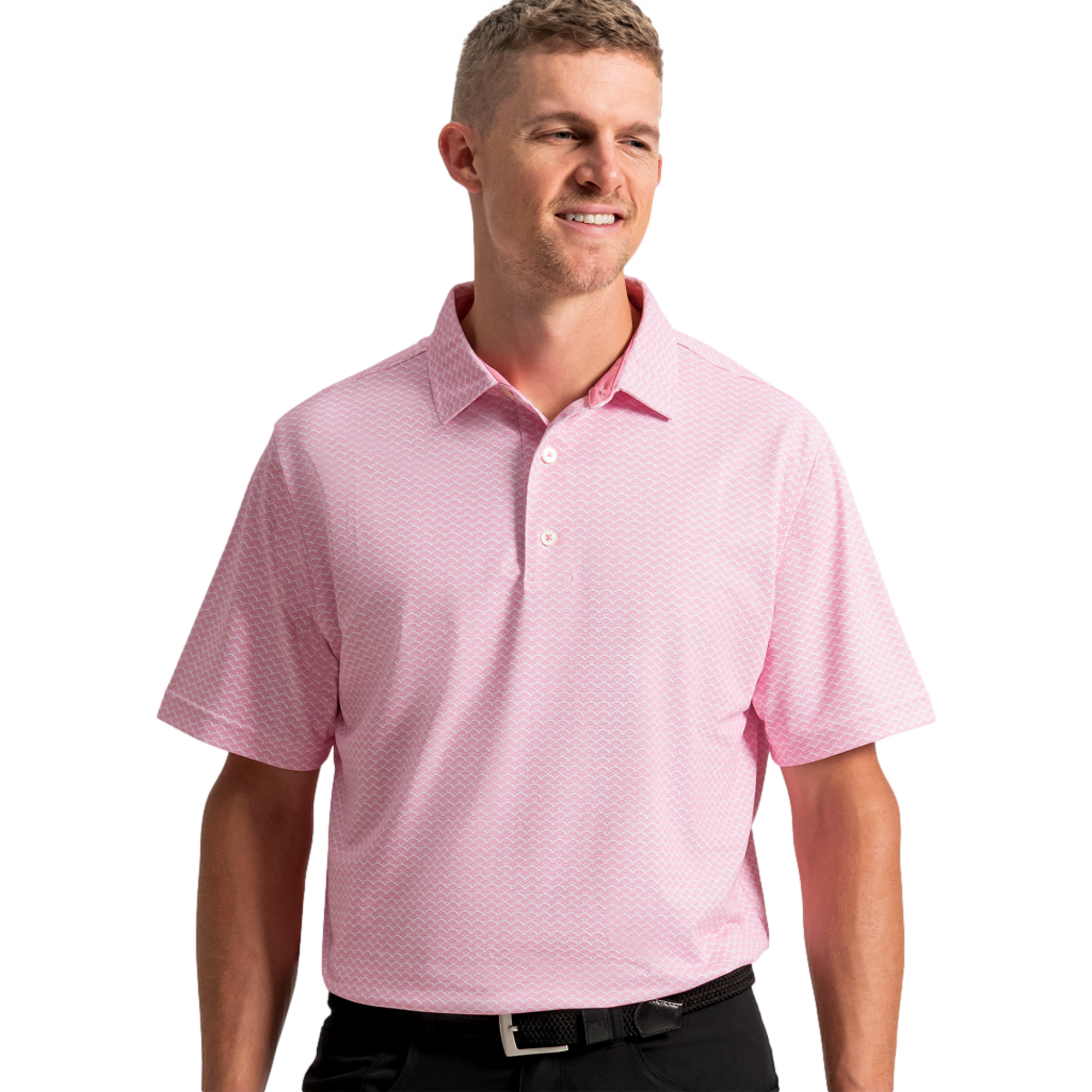 Scallop Geo Pique Men's Golf Polo Shirt
