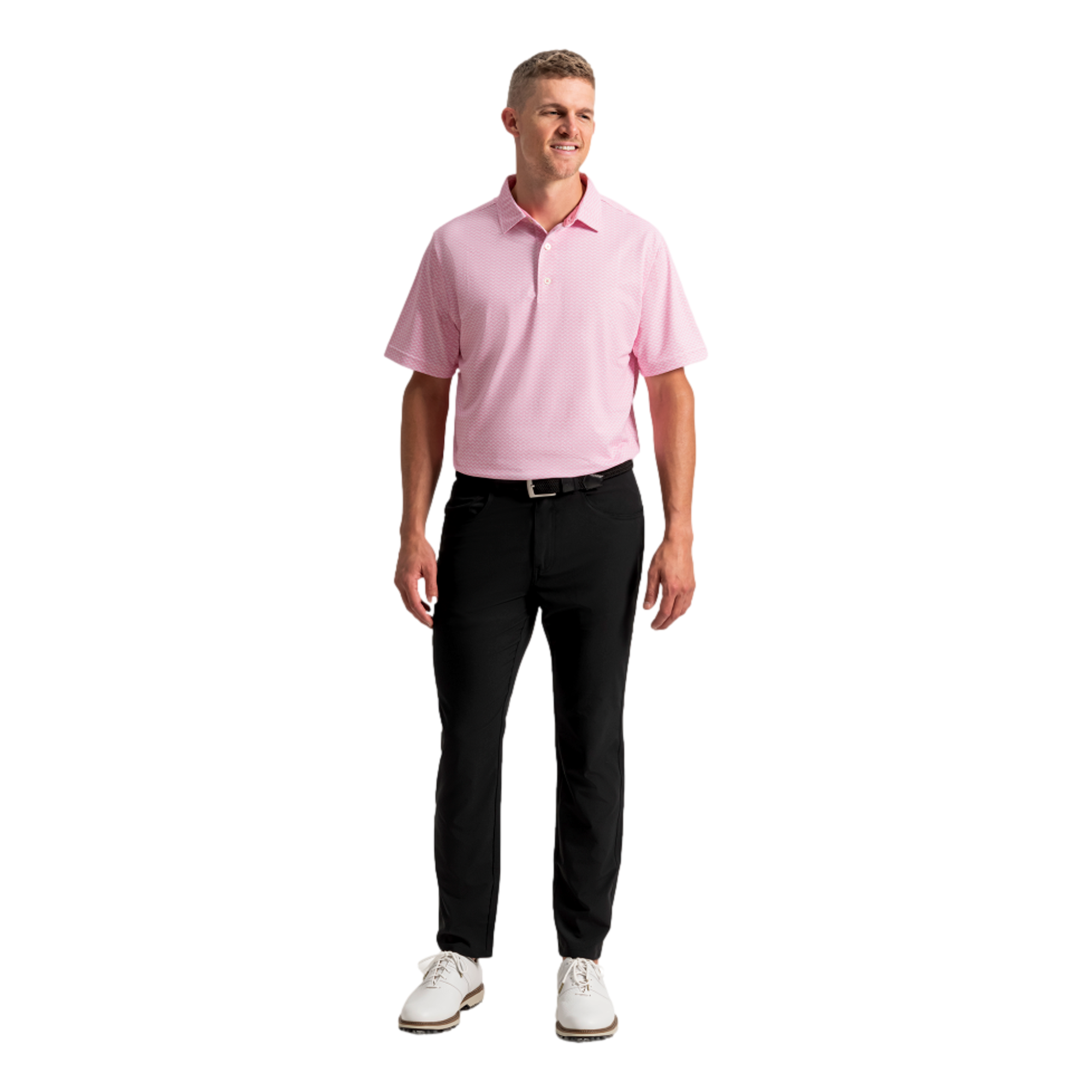 Scallop Geo Pique Men's Golf Polo Shirt