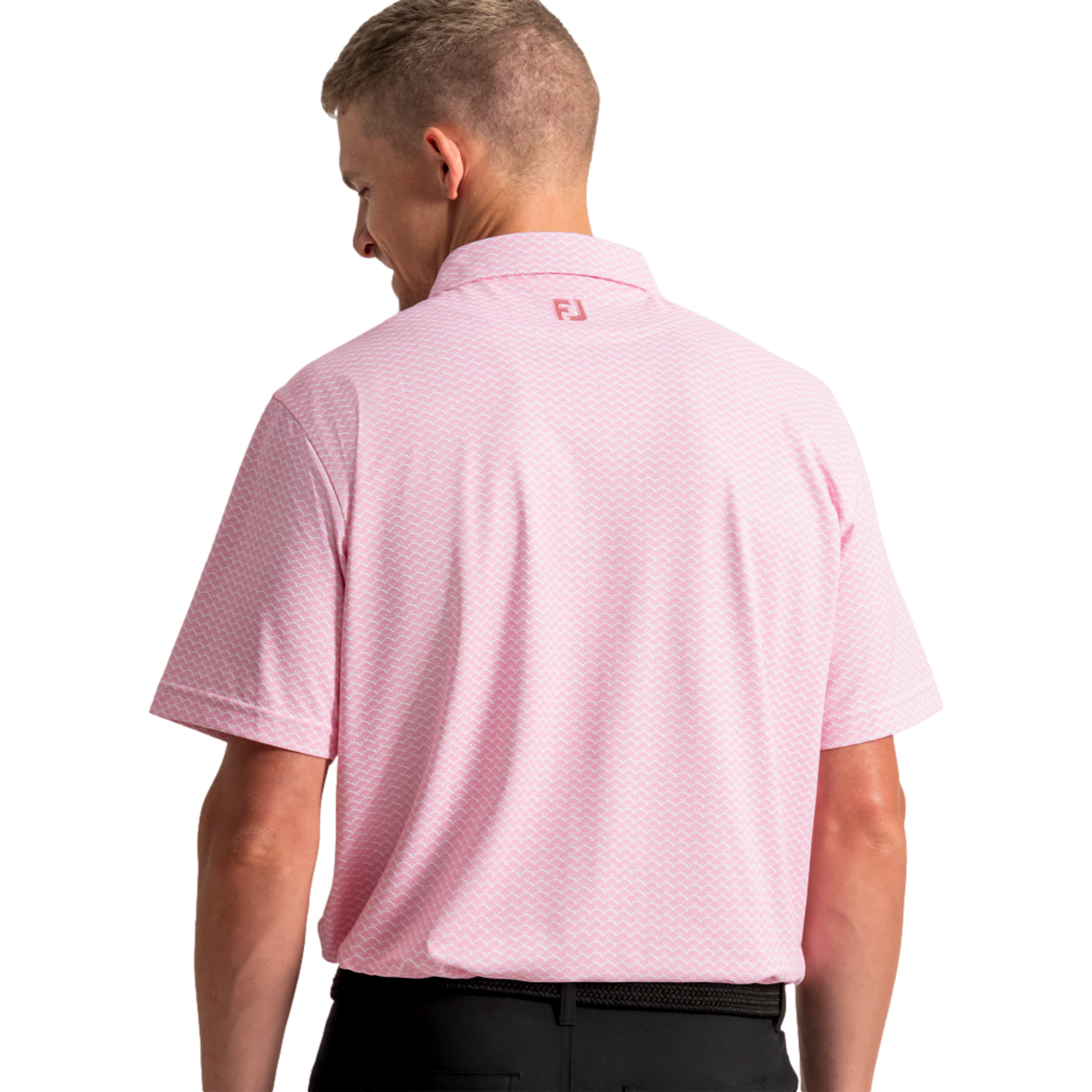 Scallop Geo Pique Men's Golf Polo Shirt
