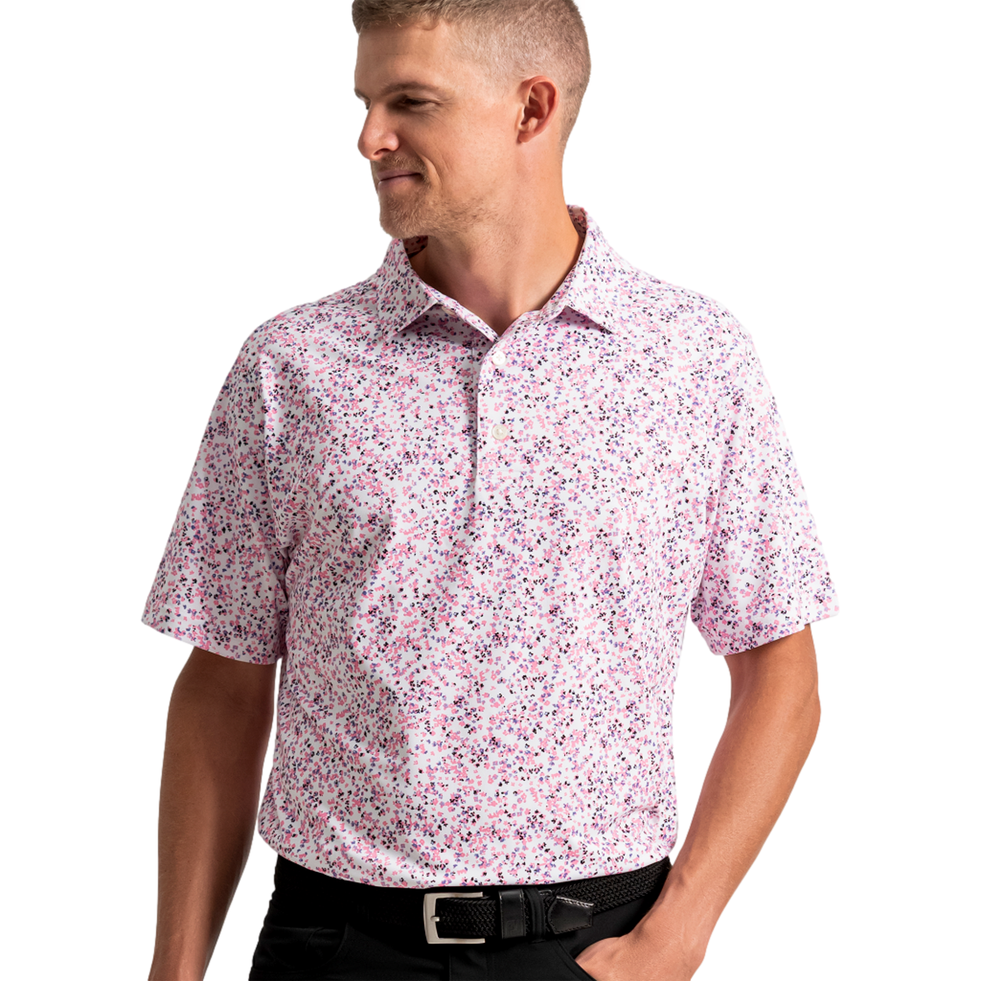 Watercolor Floral Lisle Men's Golf Polo Shirt