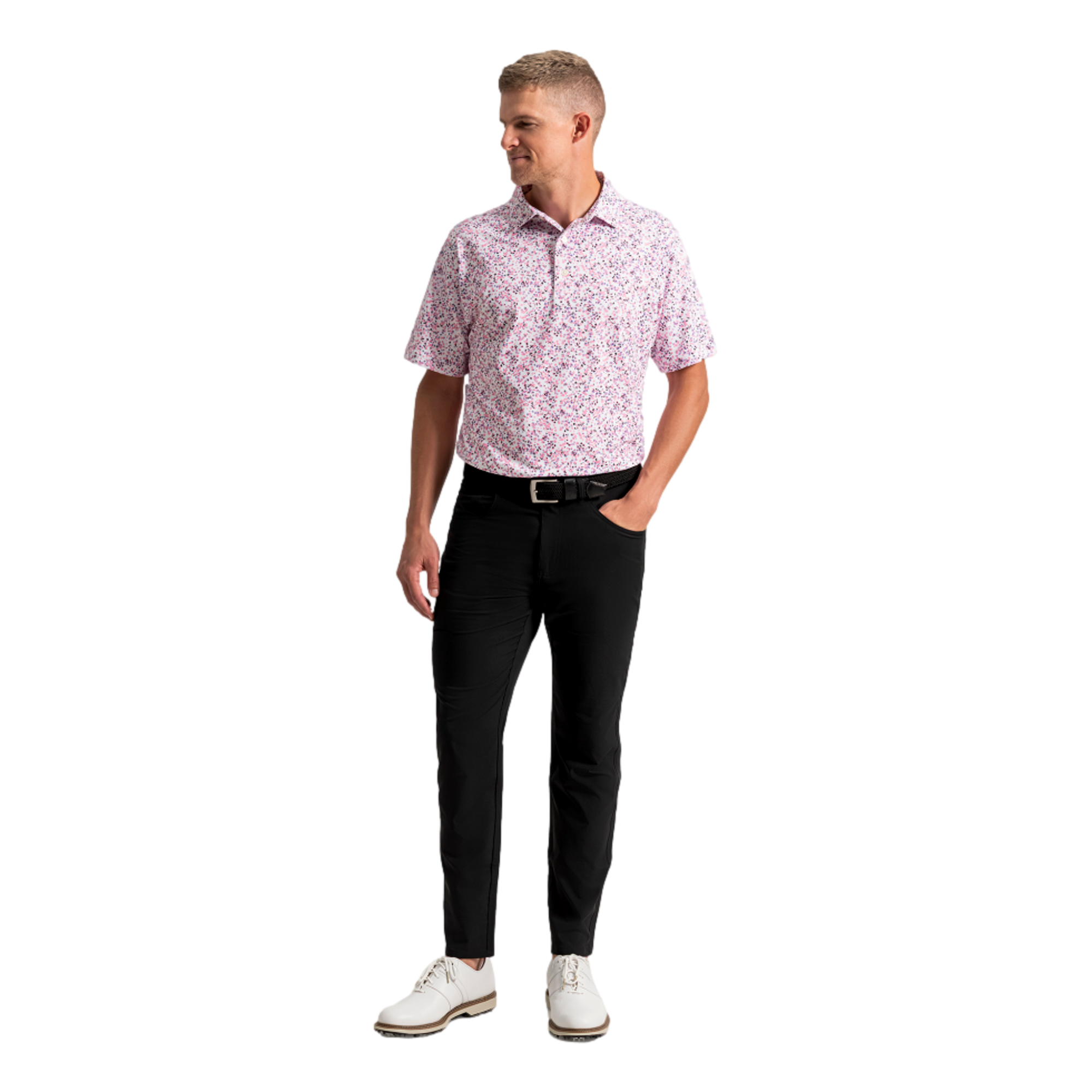 Watercolor Floral Lisle Men's Golf Polo Shirt