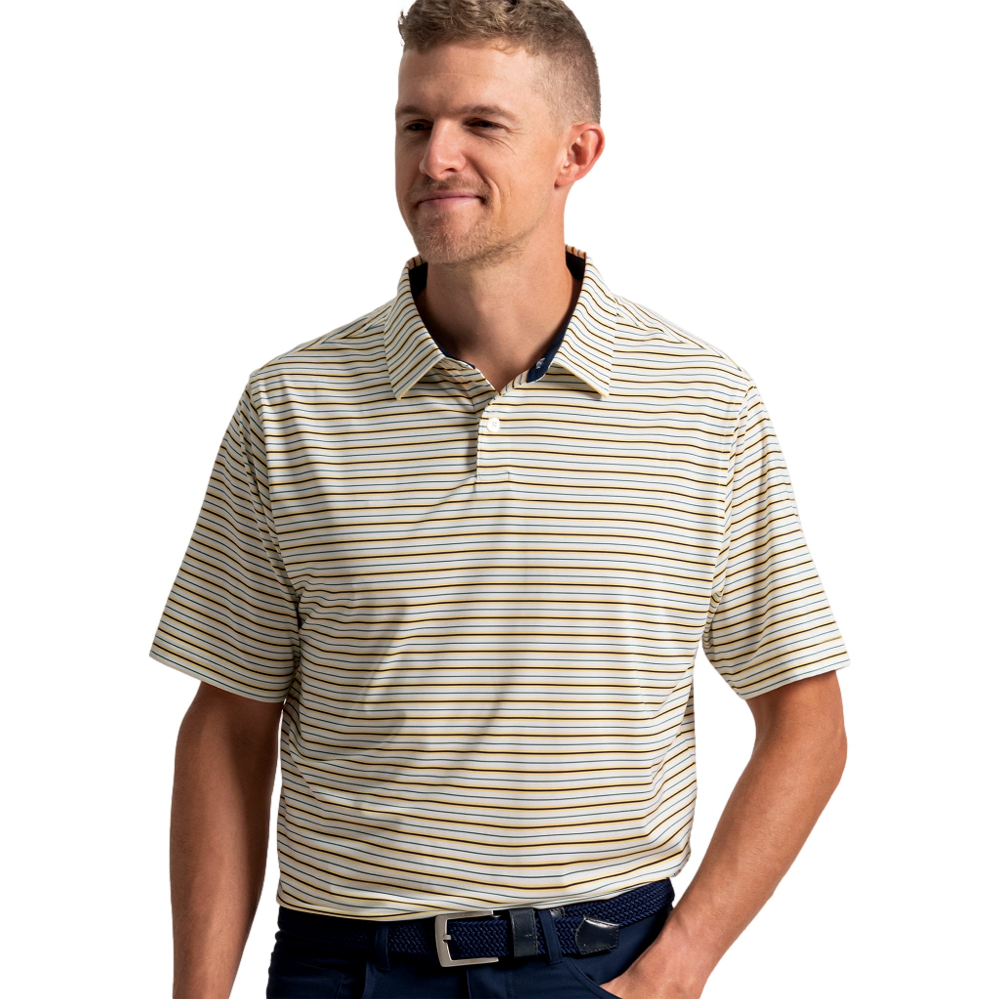 Pinstripe Lisle Men's Golf Polo Shirt