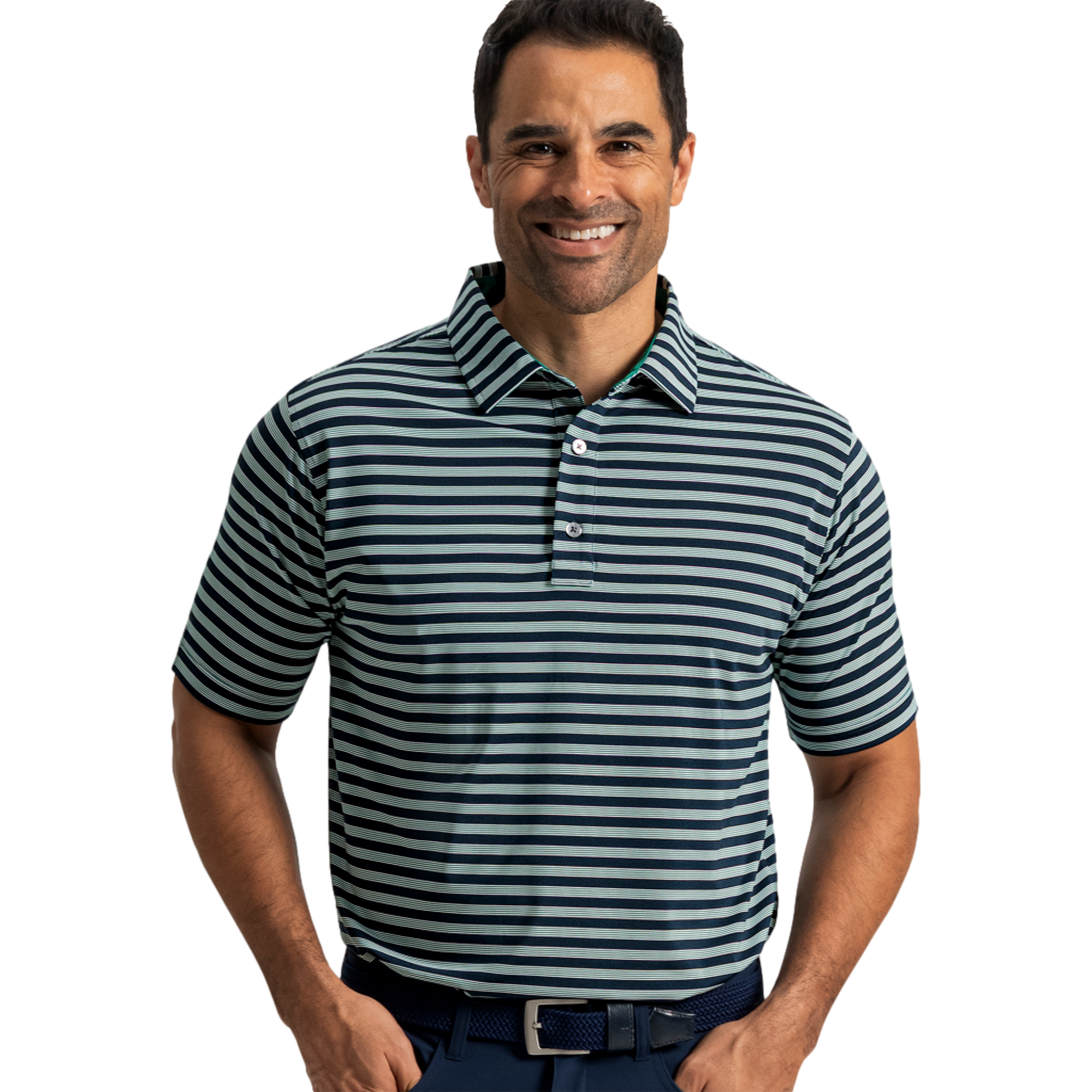 Pinstripe Lisle Men's Golf Polo Shirt