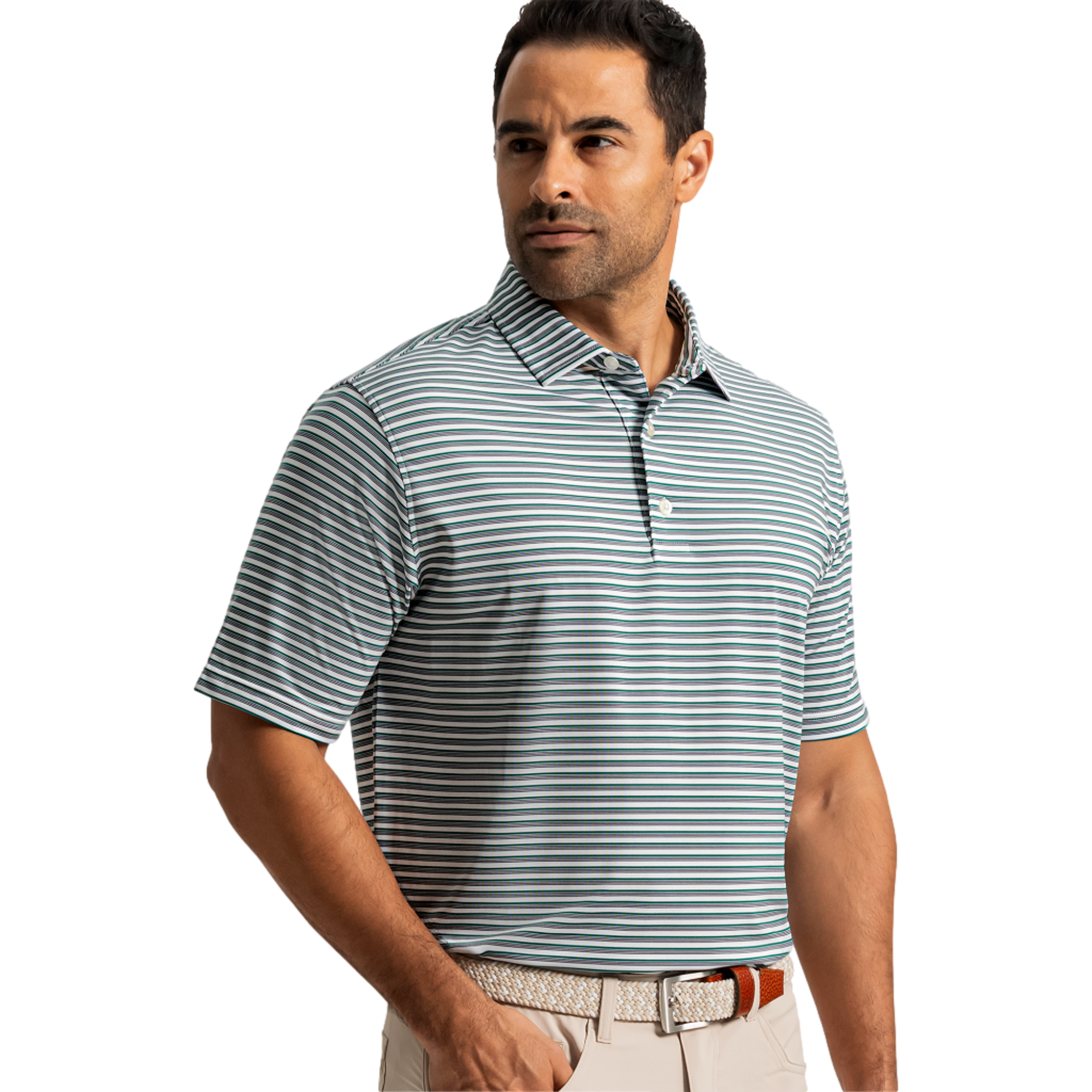 Shadow Stripe Lisle Men's Golf Polo Shirt