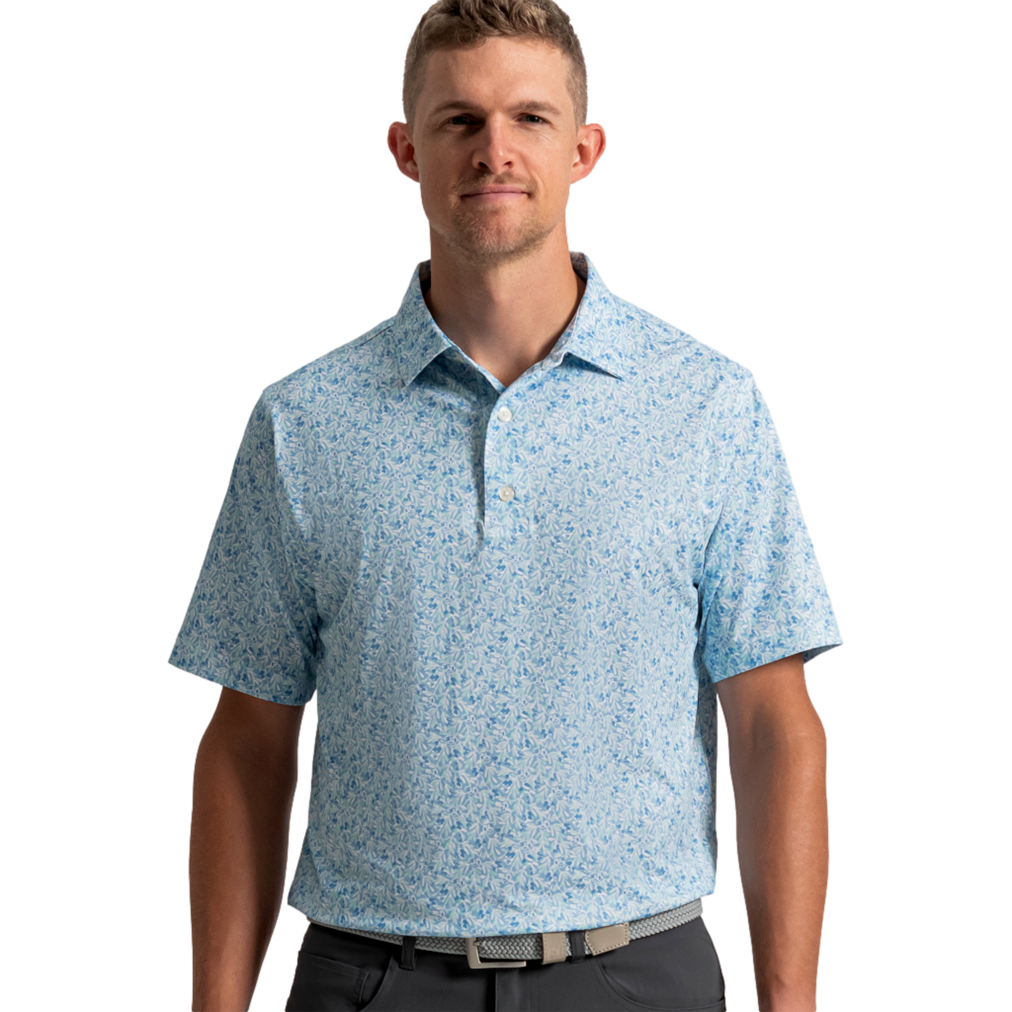 Meadow Print Lisle Men's Golf Polo Shirt