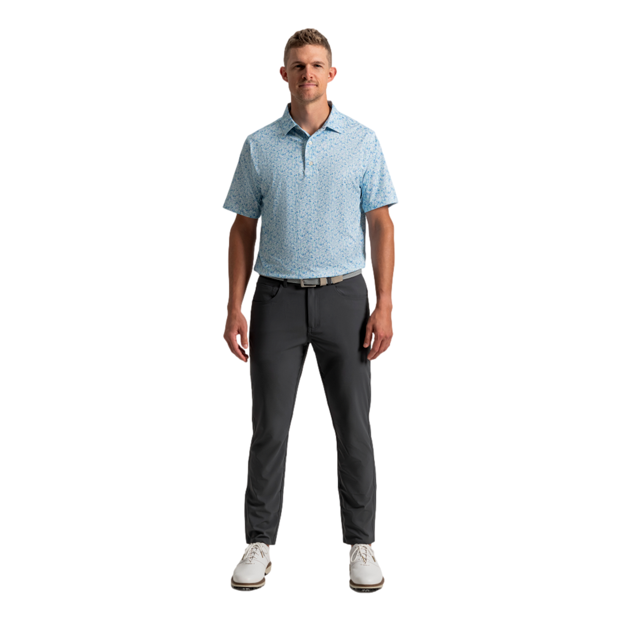 Meadow Print Lisle Men's Golf Polo Shirt