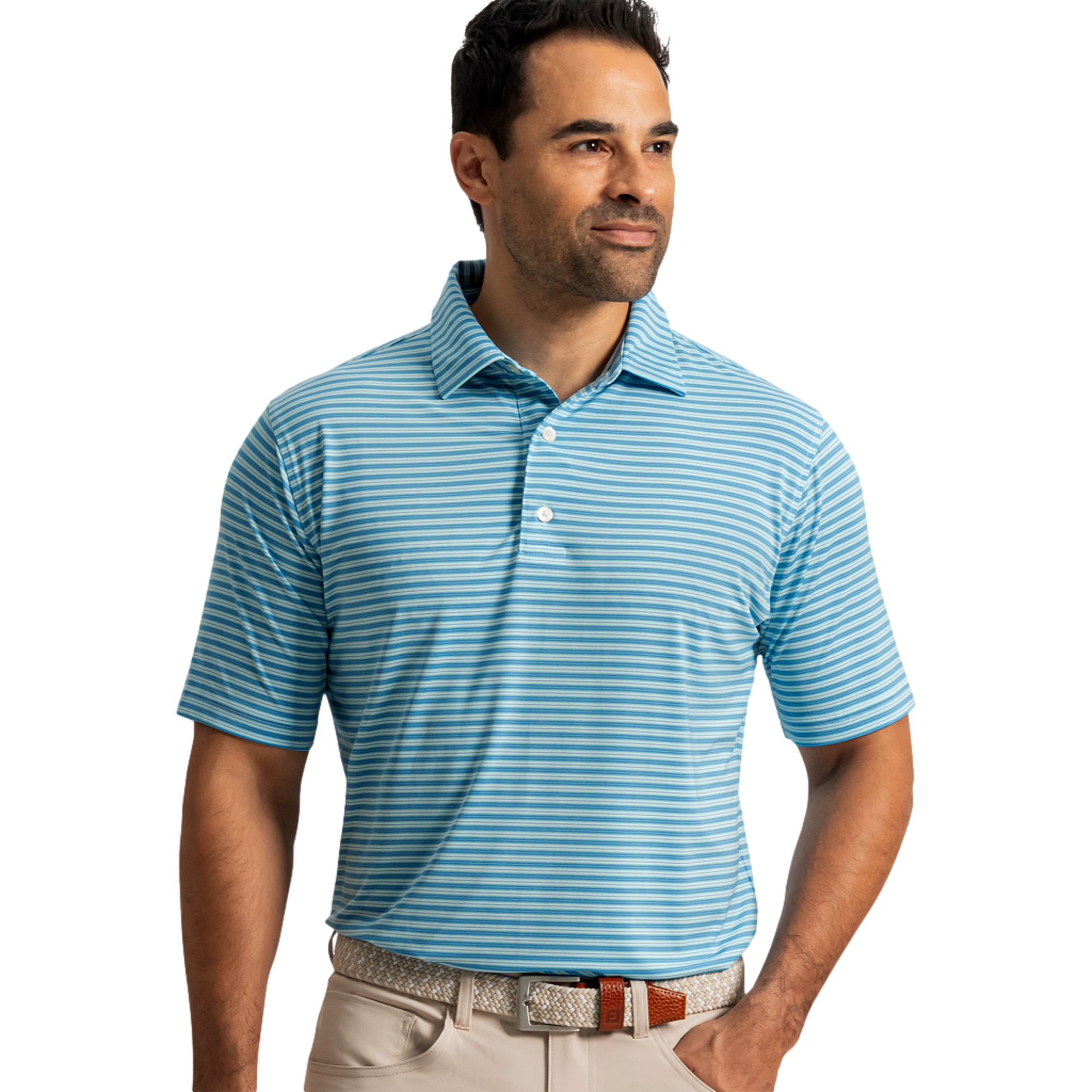 Horizon Stripe Lisle Men's Golf Polo Shirt