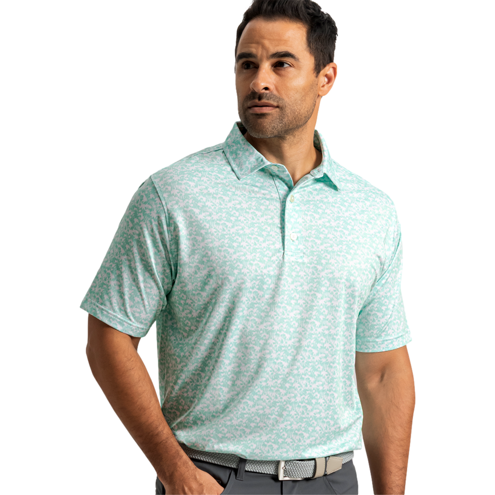 Hidden Palm Print Lisle Men's Golf Polo Shirt