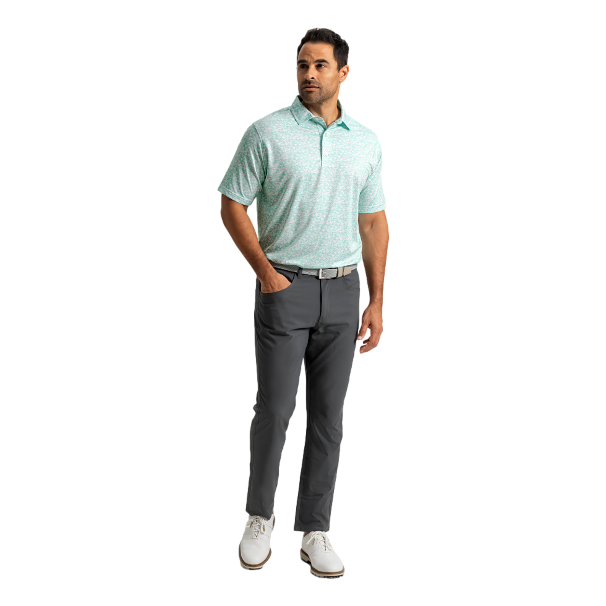 Hidden Palm Print Lisle Men's Golf Polo Shirt