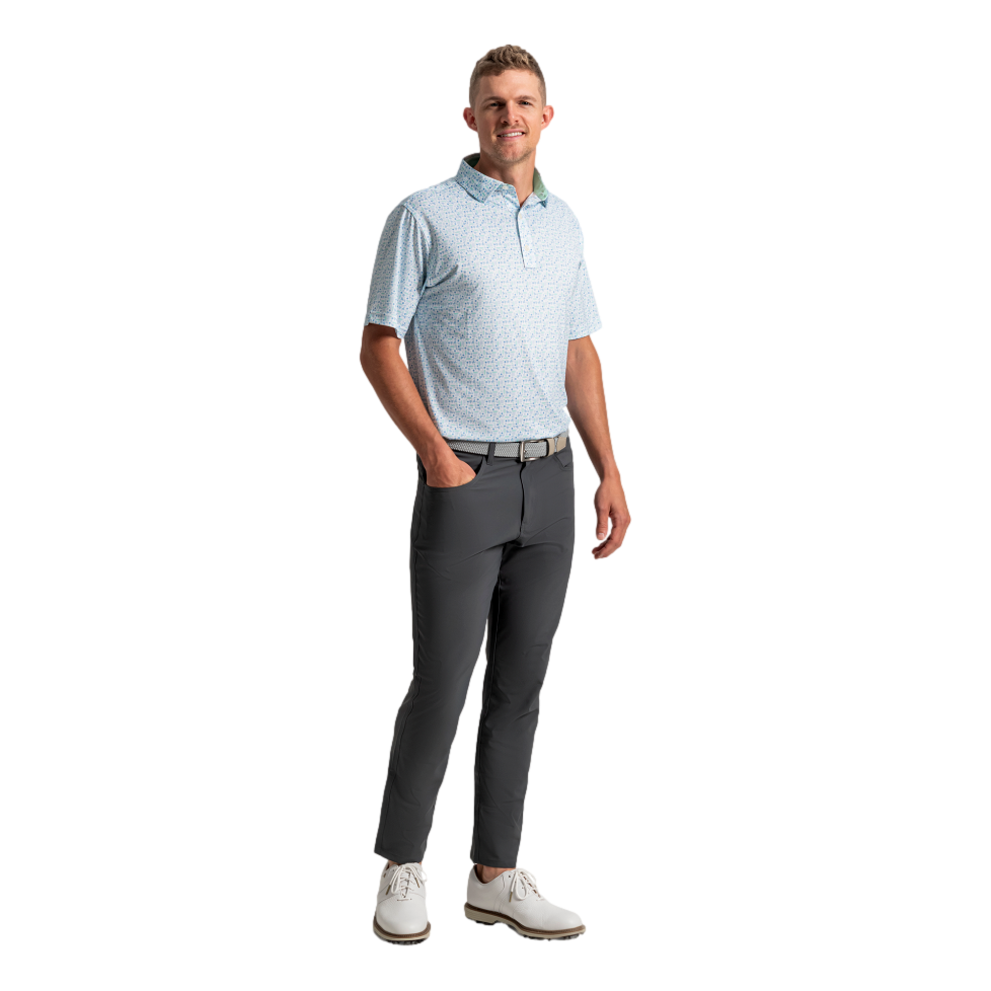 Surfs Up Print Lisle Men's Golf Polo Shirt