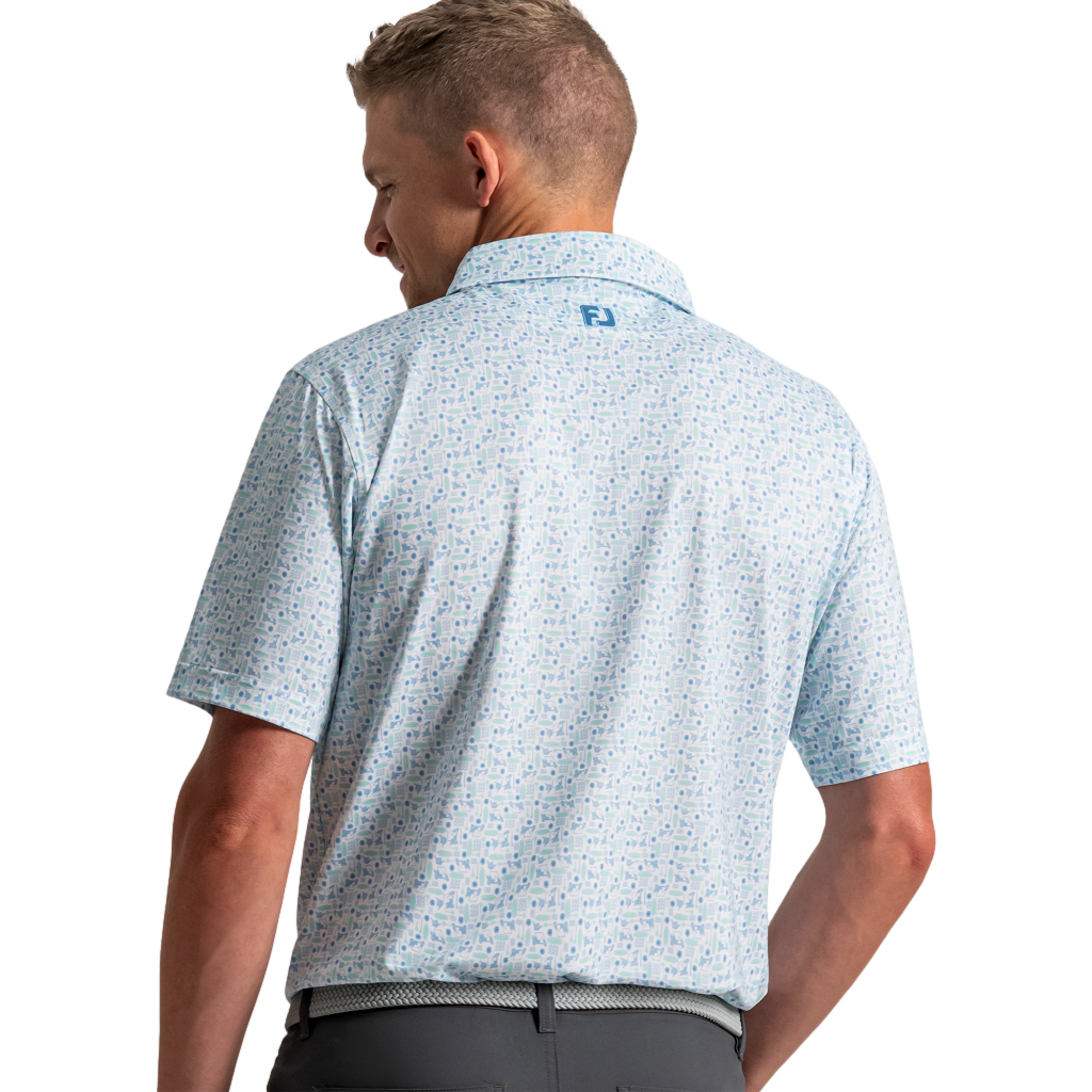 Surfs Up Print Lisle Men's Golf Polo Shirt