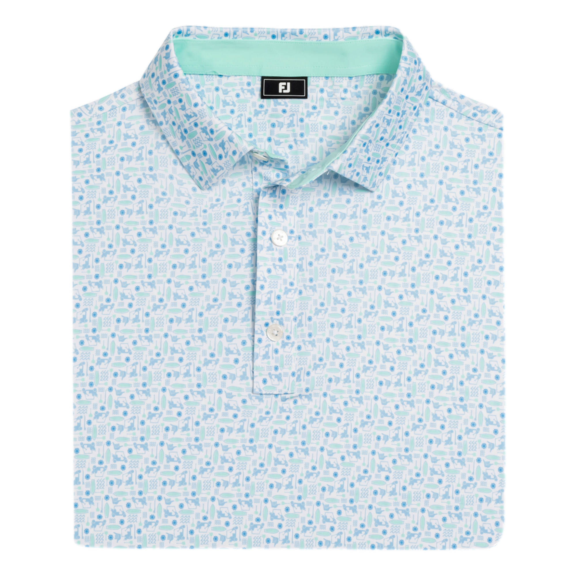 Surfs Up Print Lisle Men's Golf Polo Shirt