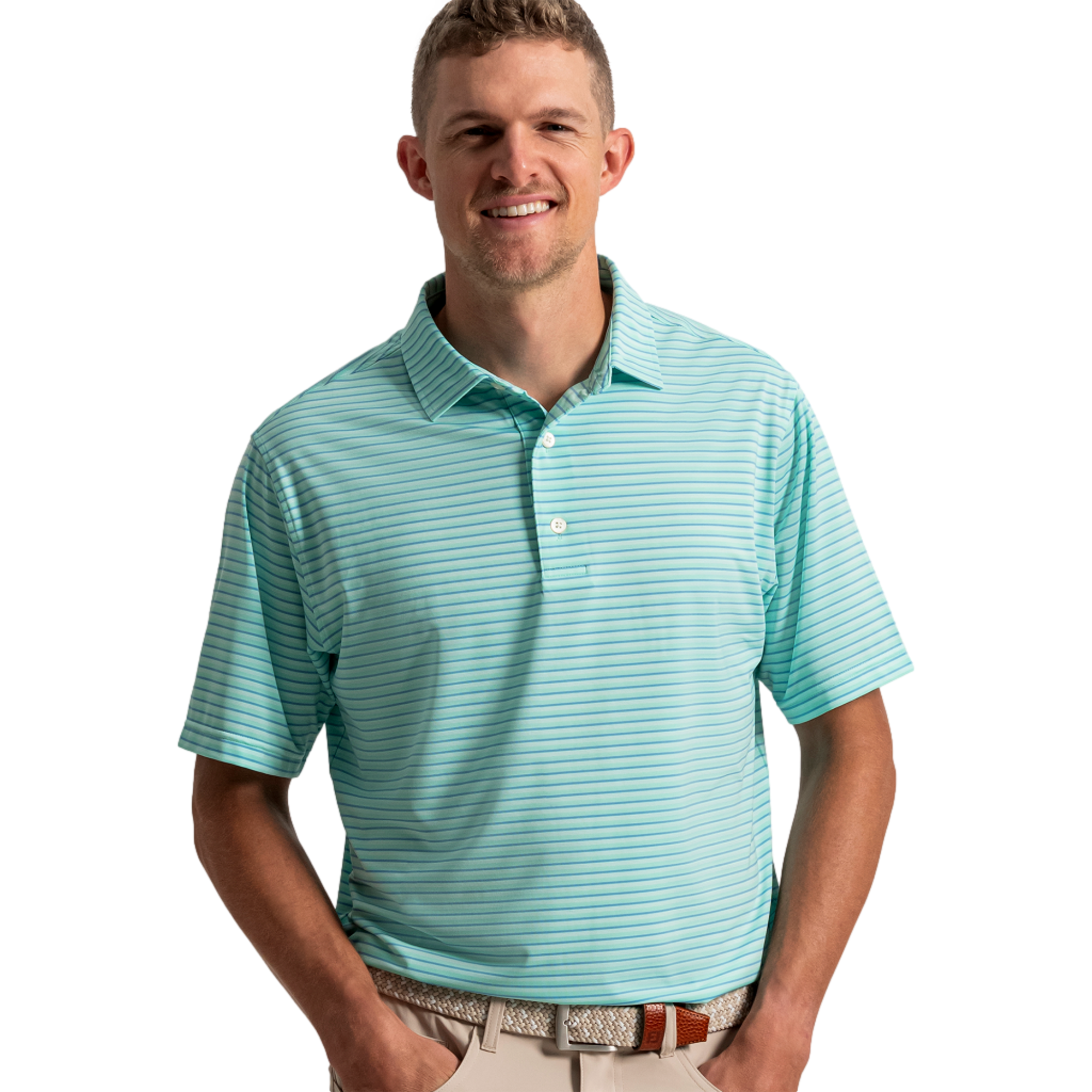 FootJoy Shadow Stripe Lisle Men's Golf Polo Shirt