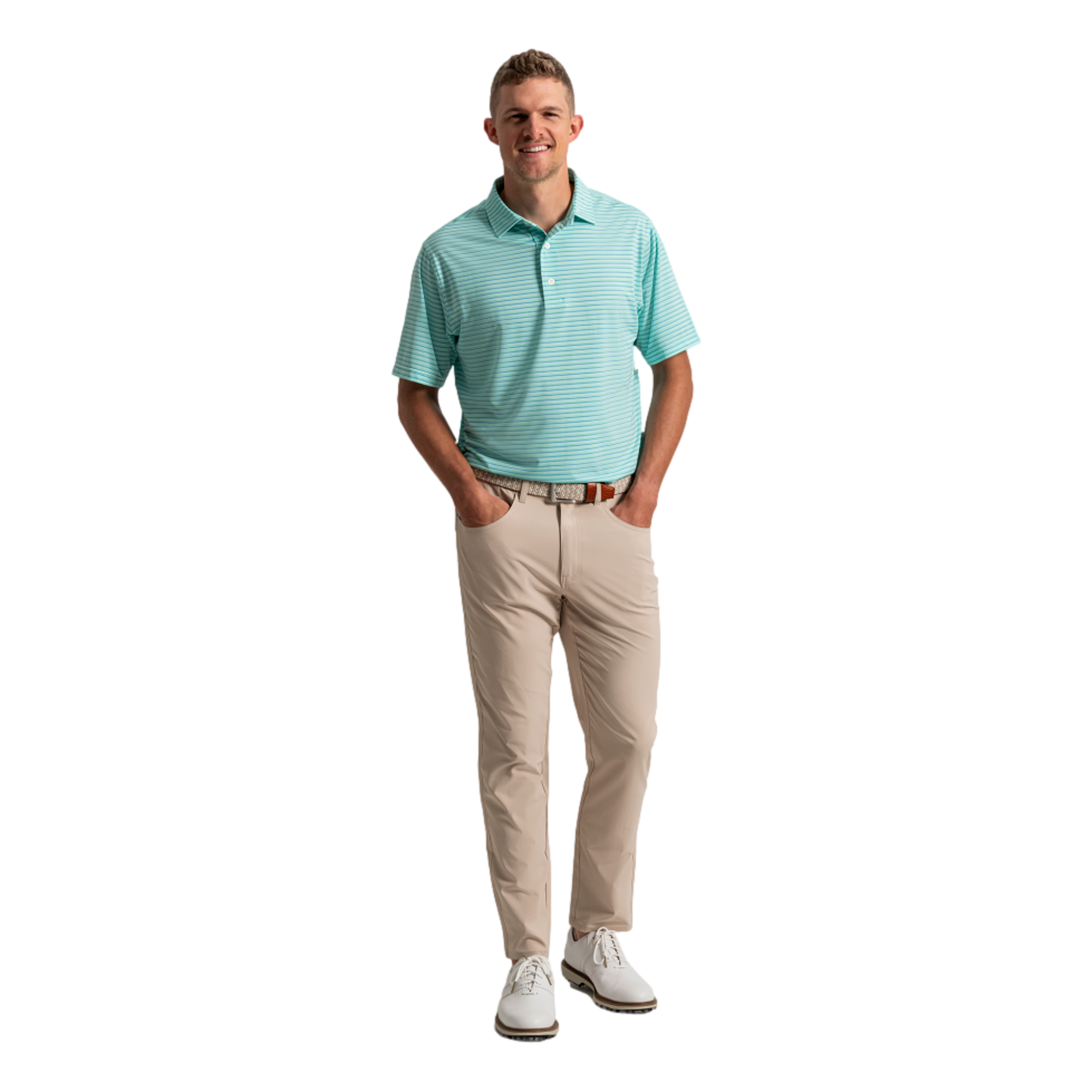 Shadow Stripe Lisle Men's Golf Polo Shirt