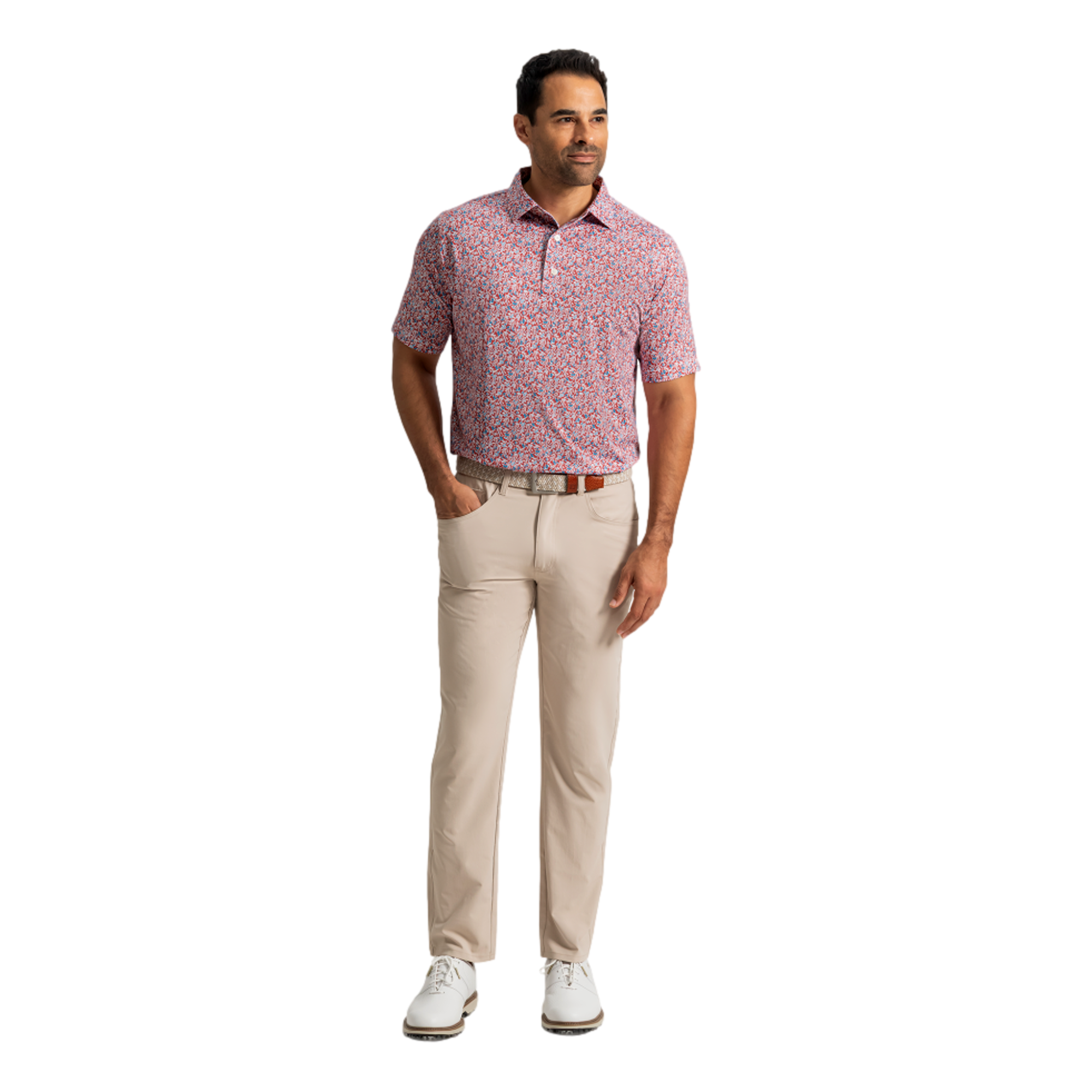 Meadow Print Lisle Men's Golf Polo Shirt