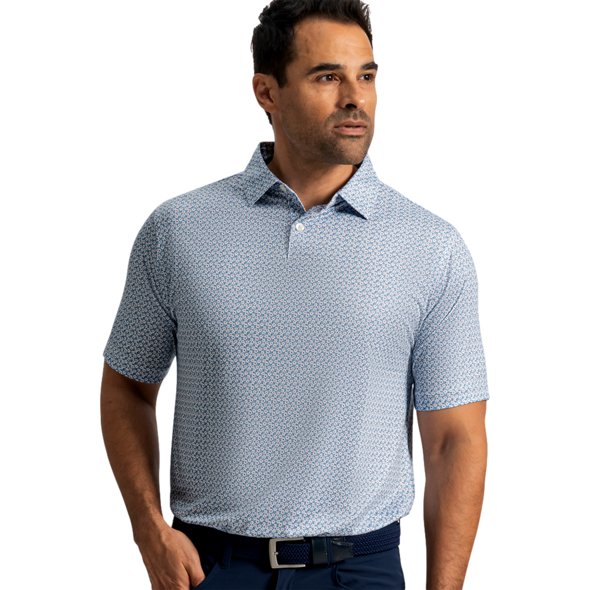 Floral Mark Lisle Men's Golf Polo Shirt
