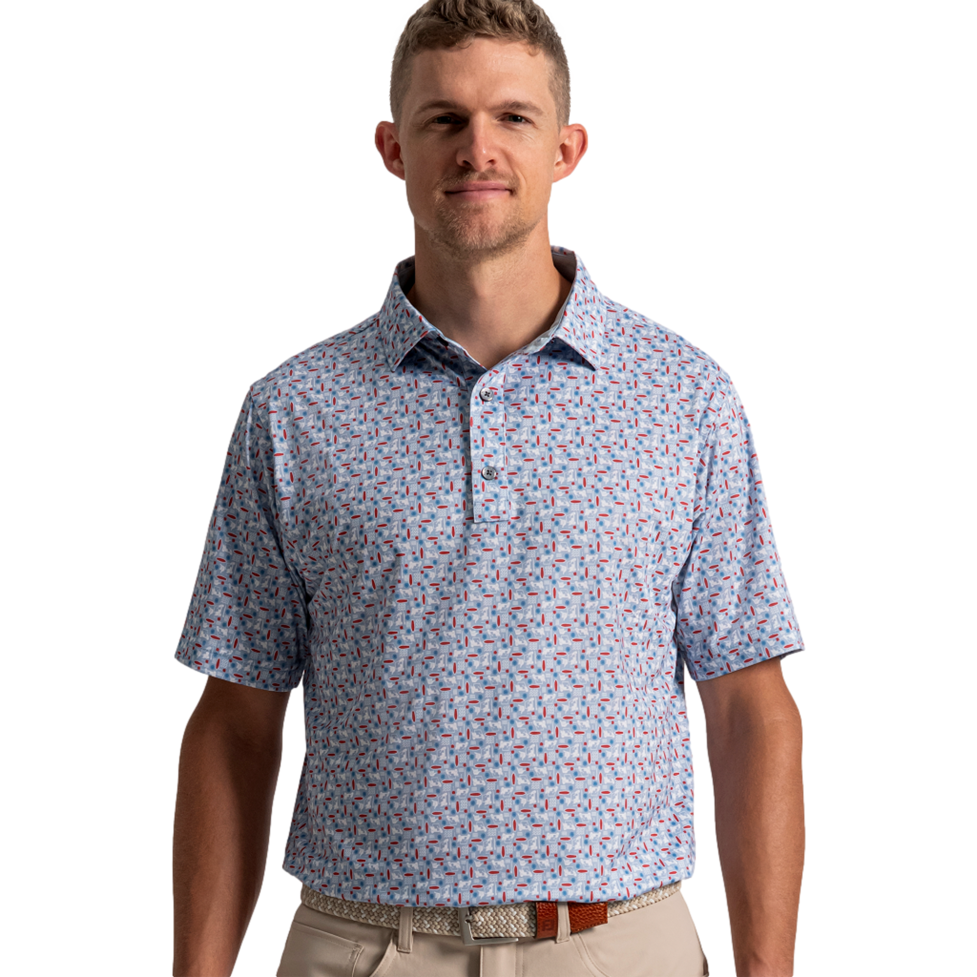 Surfs Up Print Lisle Men's Golf Polo Shirt
