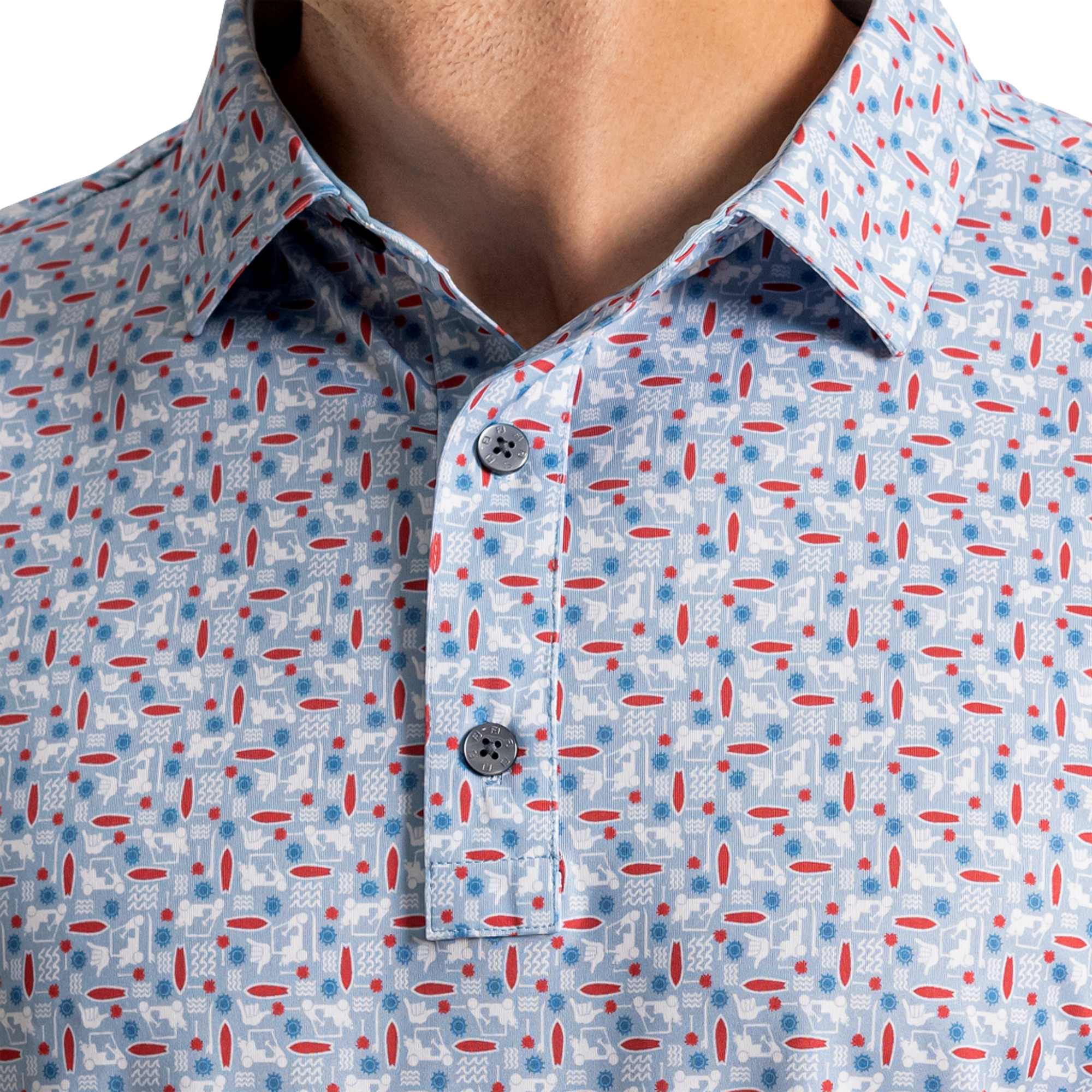 Surfs Up Print Lisle Men's Golf Polo Shirt