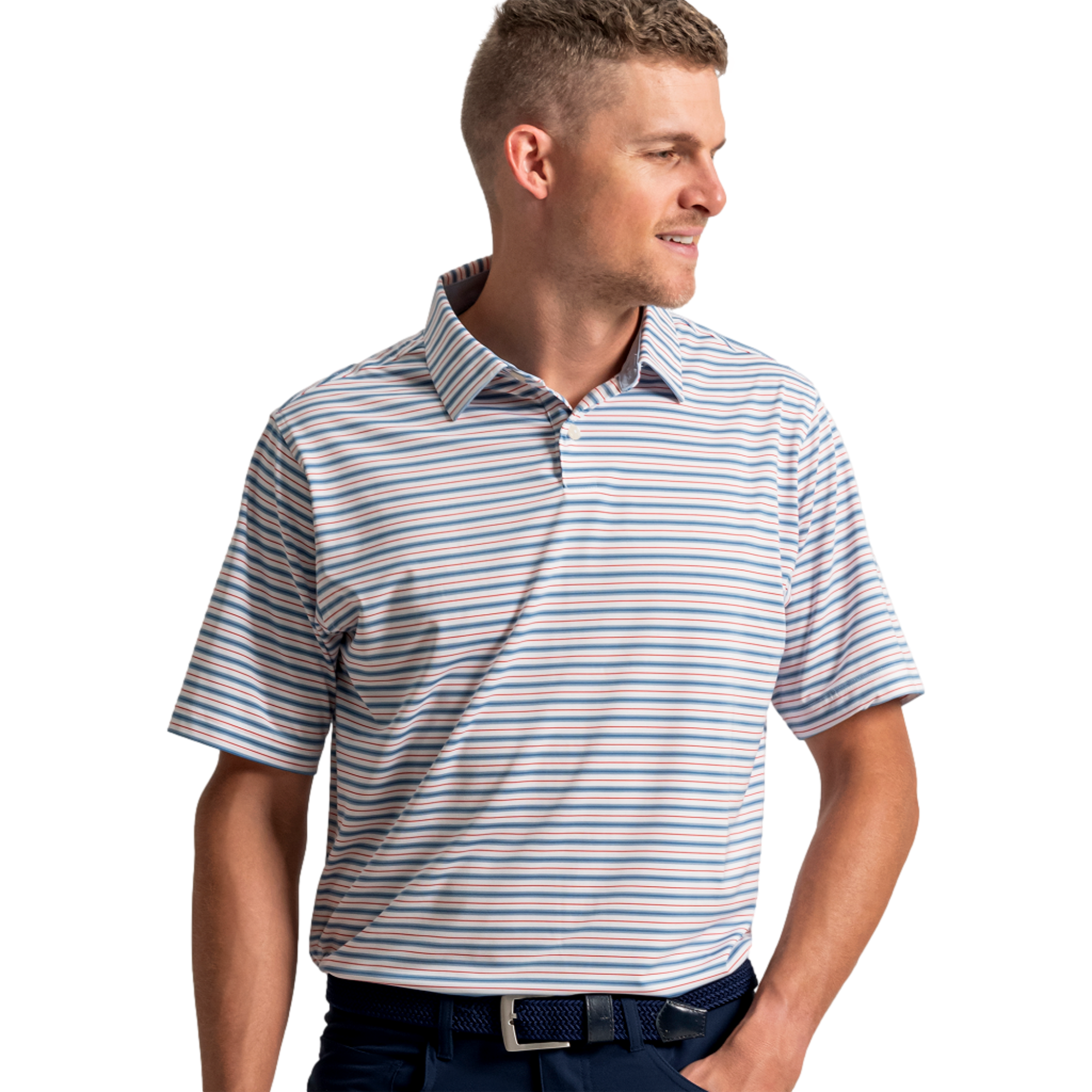 Pinstripe Pop Stripe Lisle Men's Golf Polo Shirt