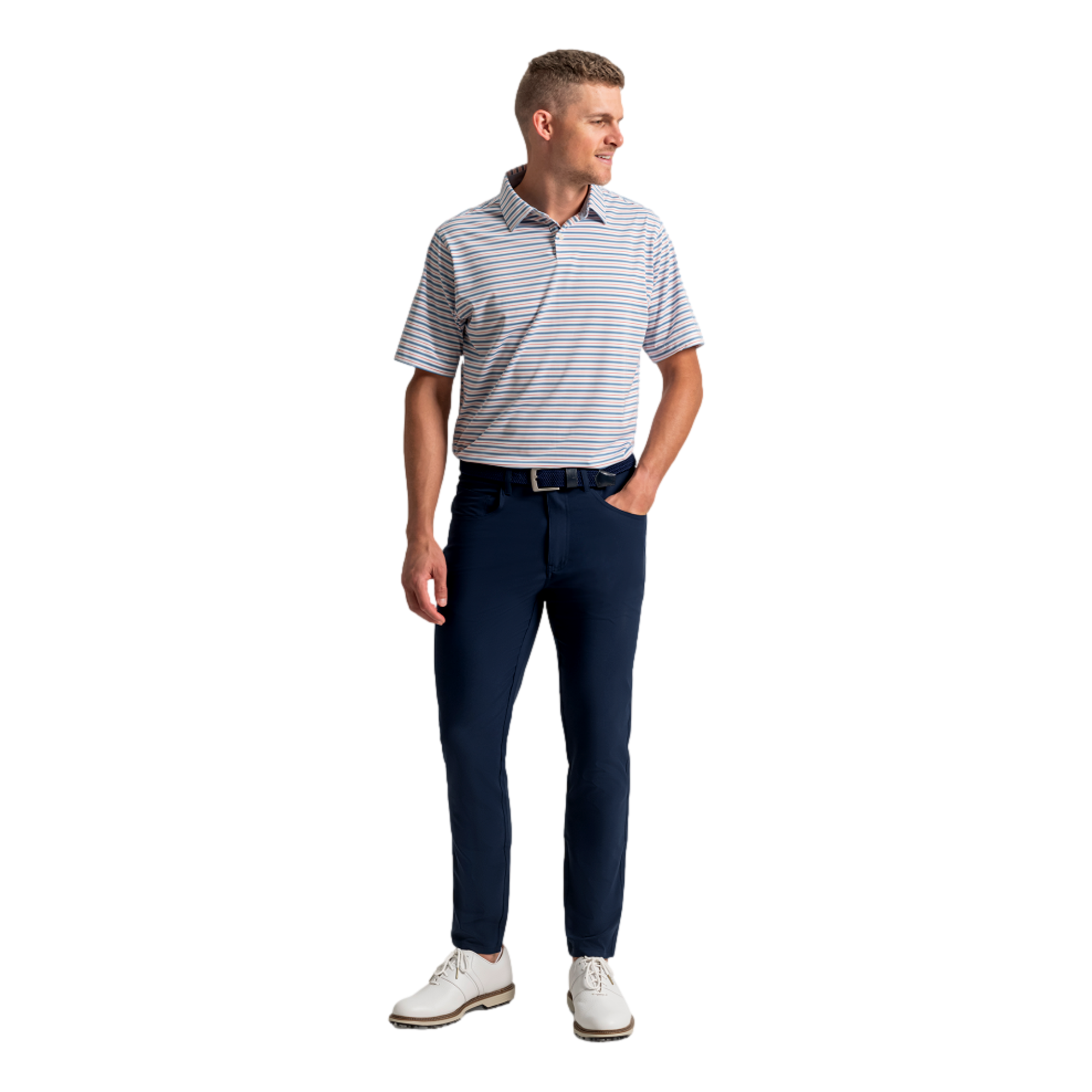 Pinstripe Pop Stripe Lisle Men's Golf Polo Shirt