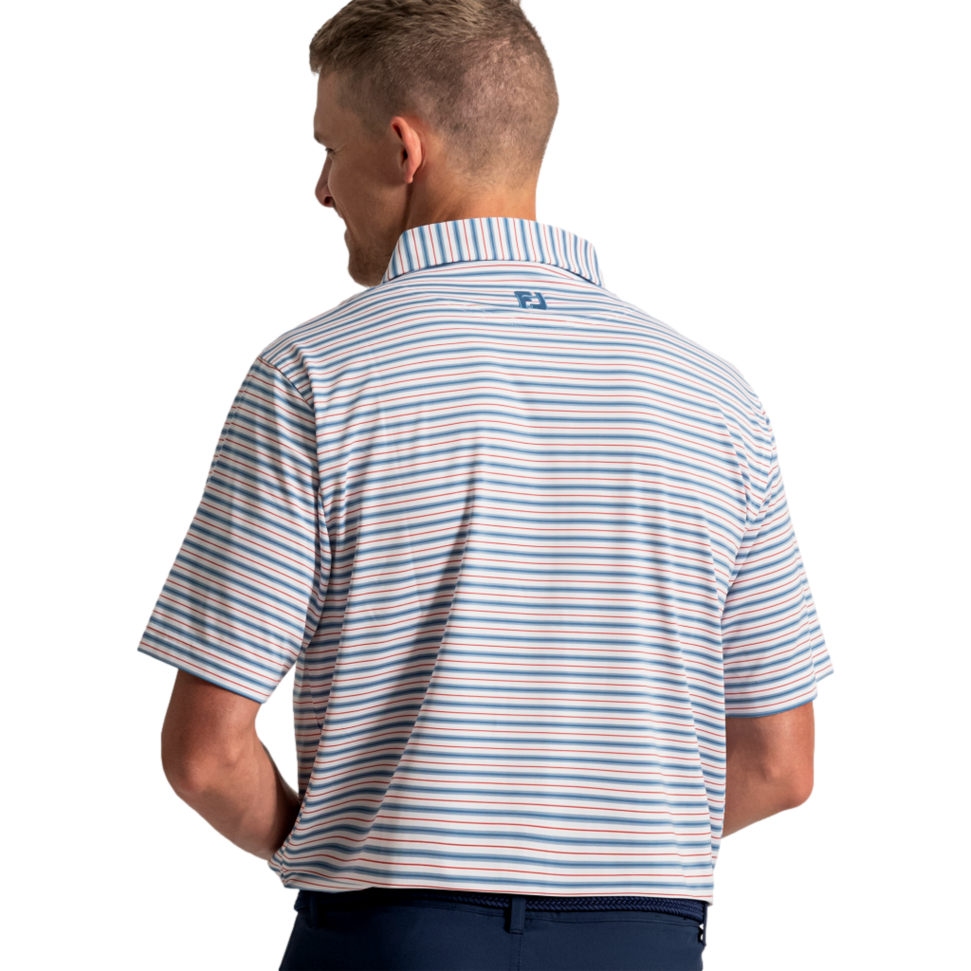 Pinstripe Pop Stripe Lisle Men's Golf Polo Shirt