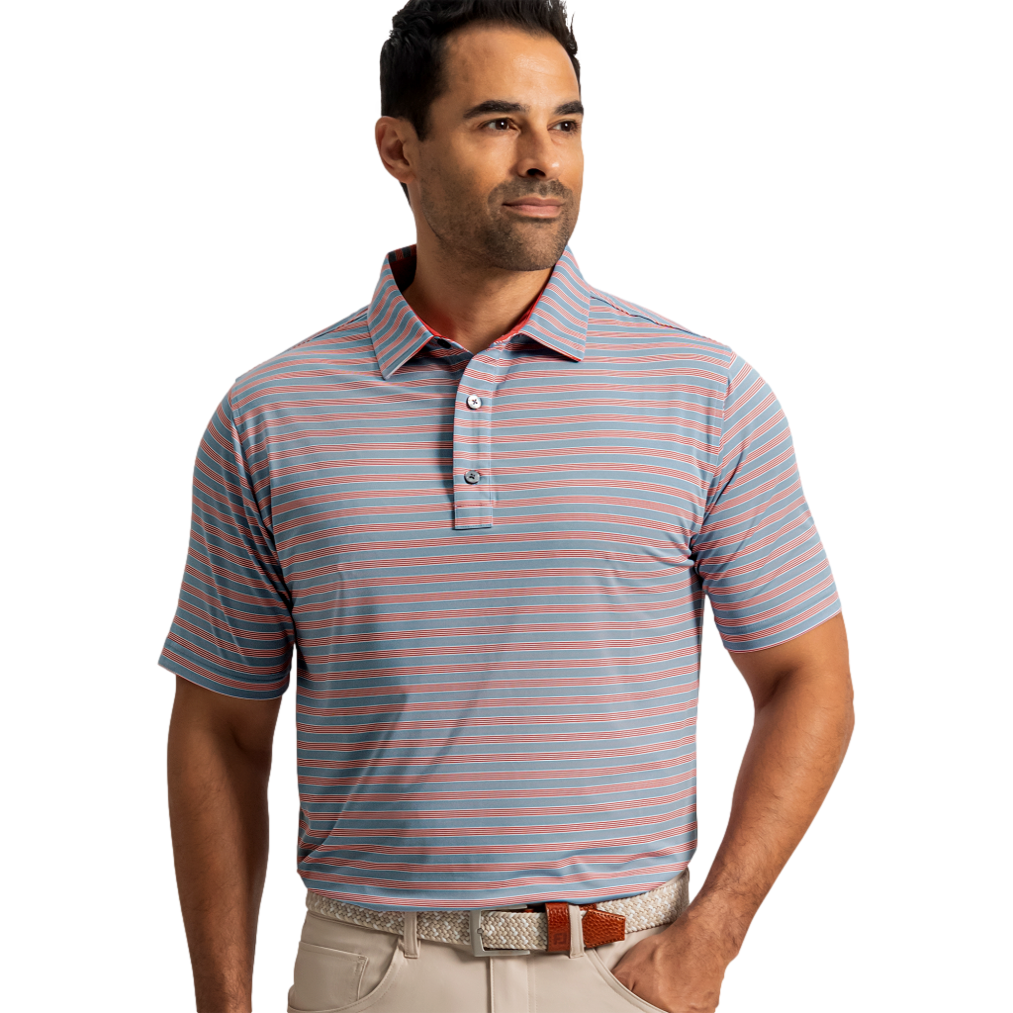 Pinstripe Cluster Stripe Lisle Men's Golf Polo Shirt