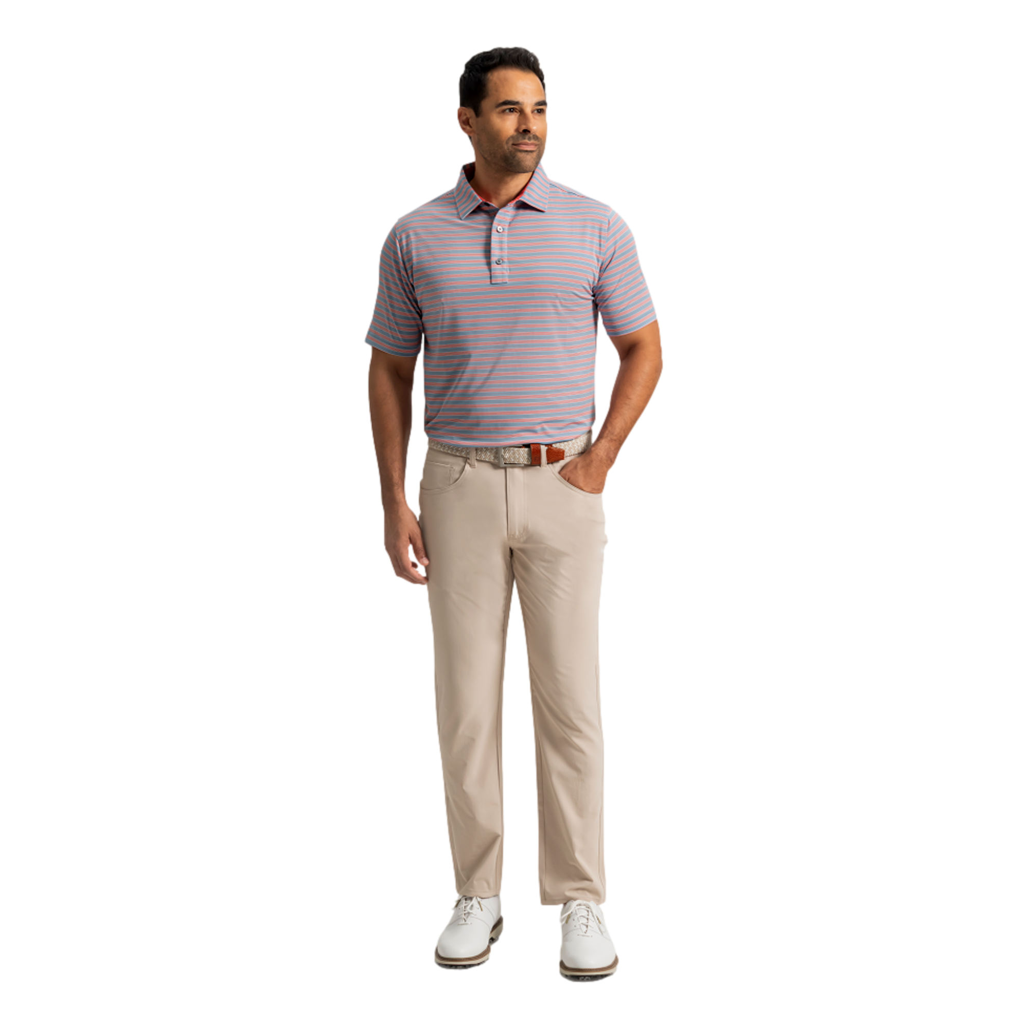 Pinstripe Cluster Stripe Lisle Men's Golf Polo Shirt