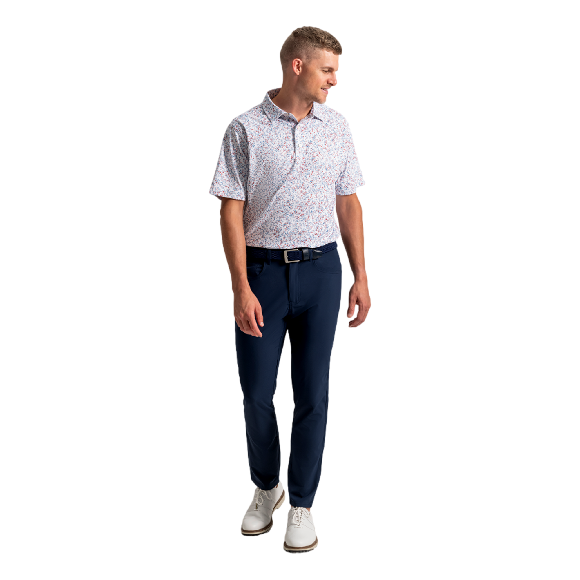 Watercolor Floral Pique Men's Golf Polo Shirt