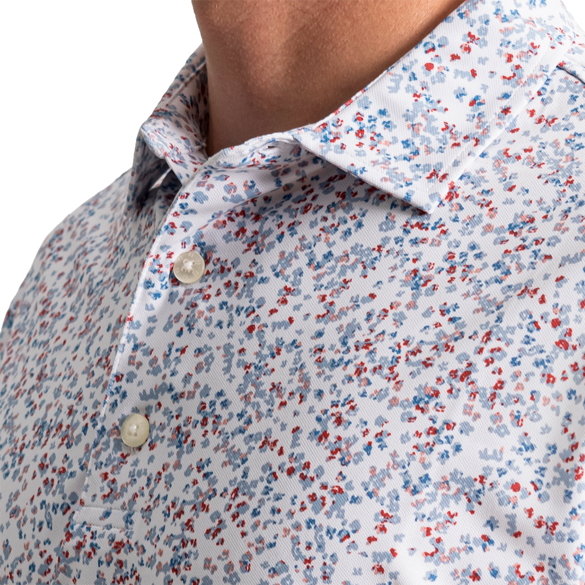 Watercolor Floral Pique Men's Golf Polo Shirt