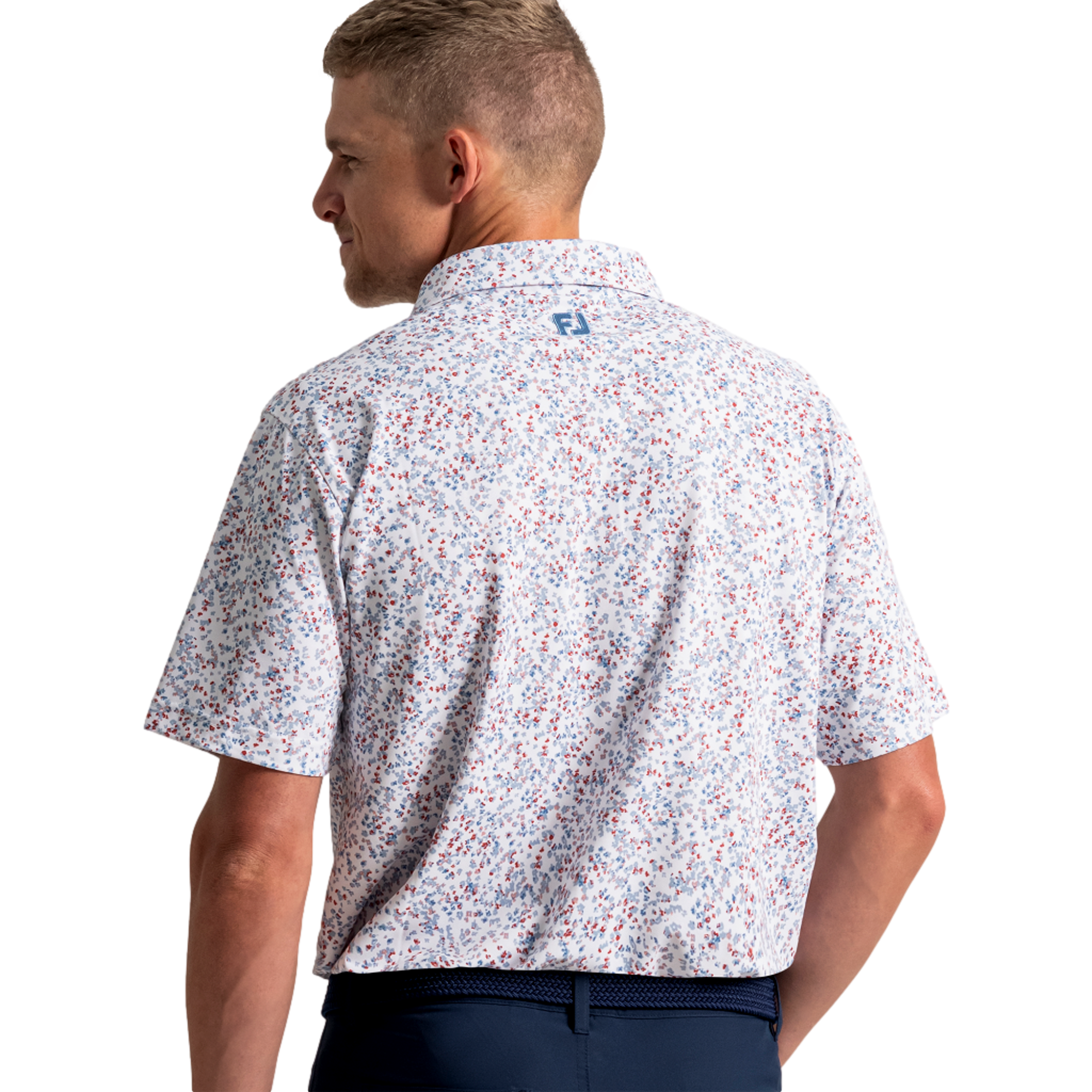 Watercolor Floral Pique Men's Golf Polo Shirt