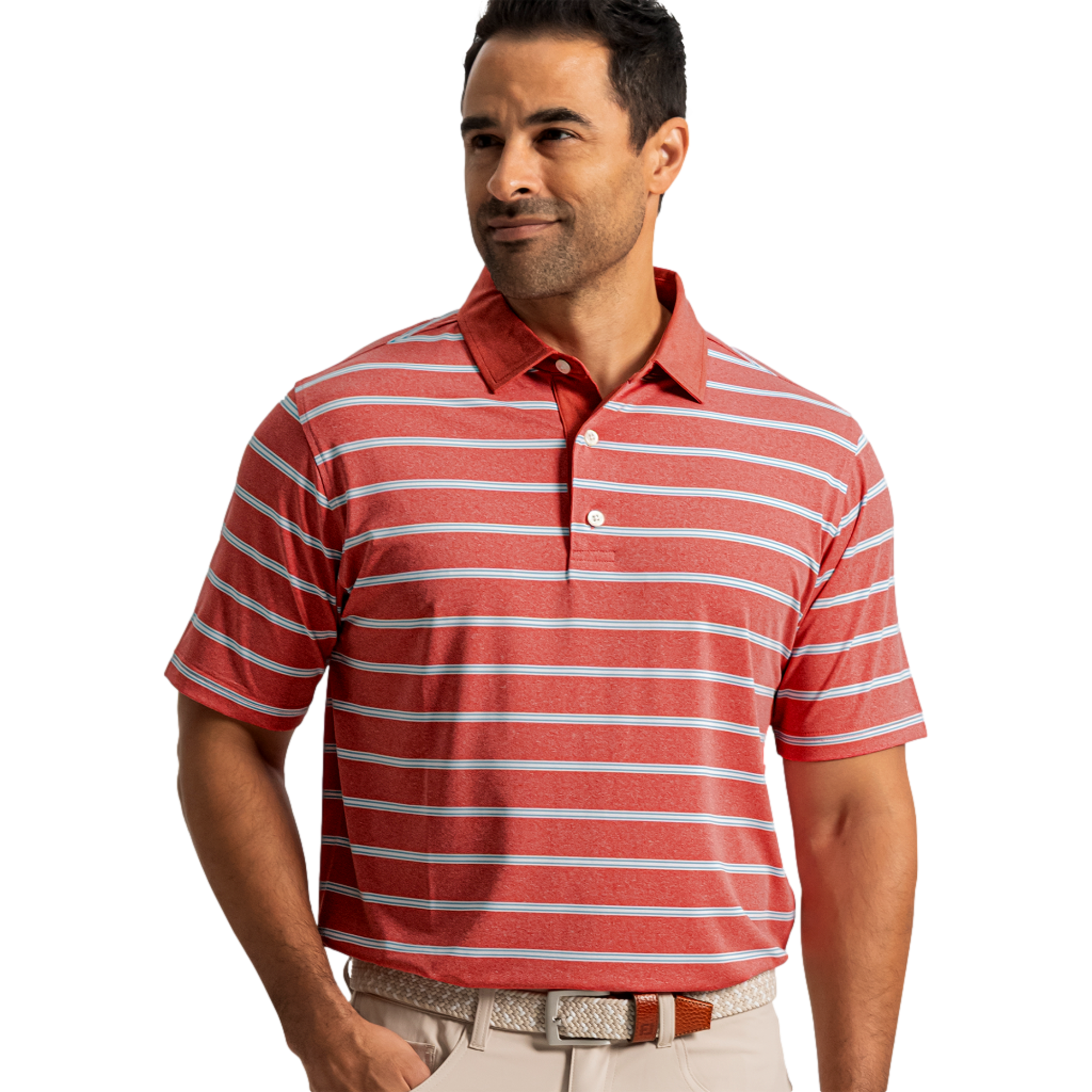 Open Stripe Heather Lisle Men's Golf Polo Shirt