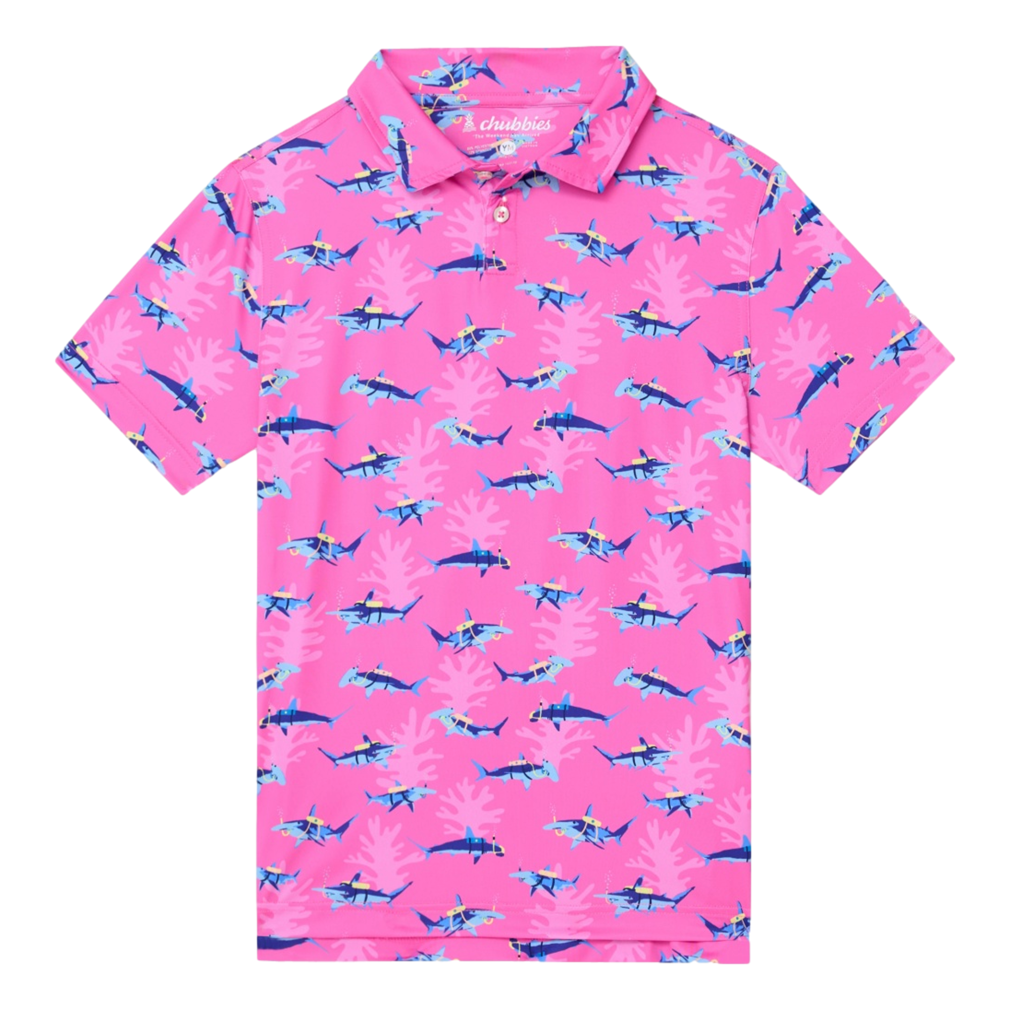 The Great Pink Shark Boys Golf Top