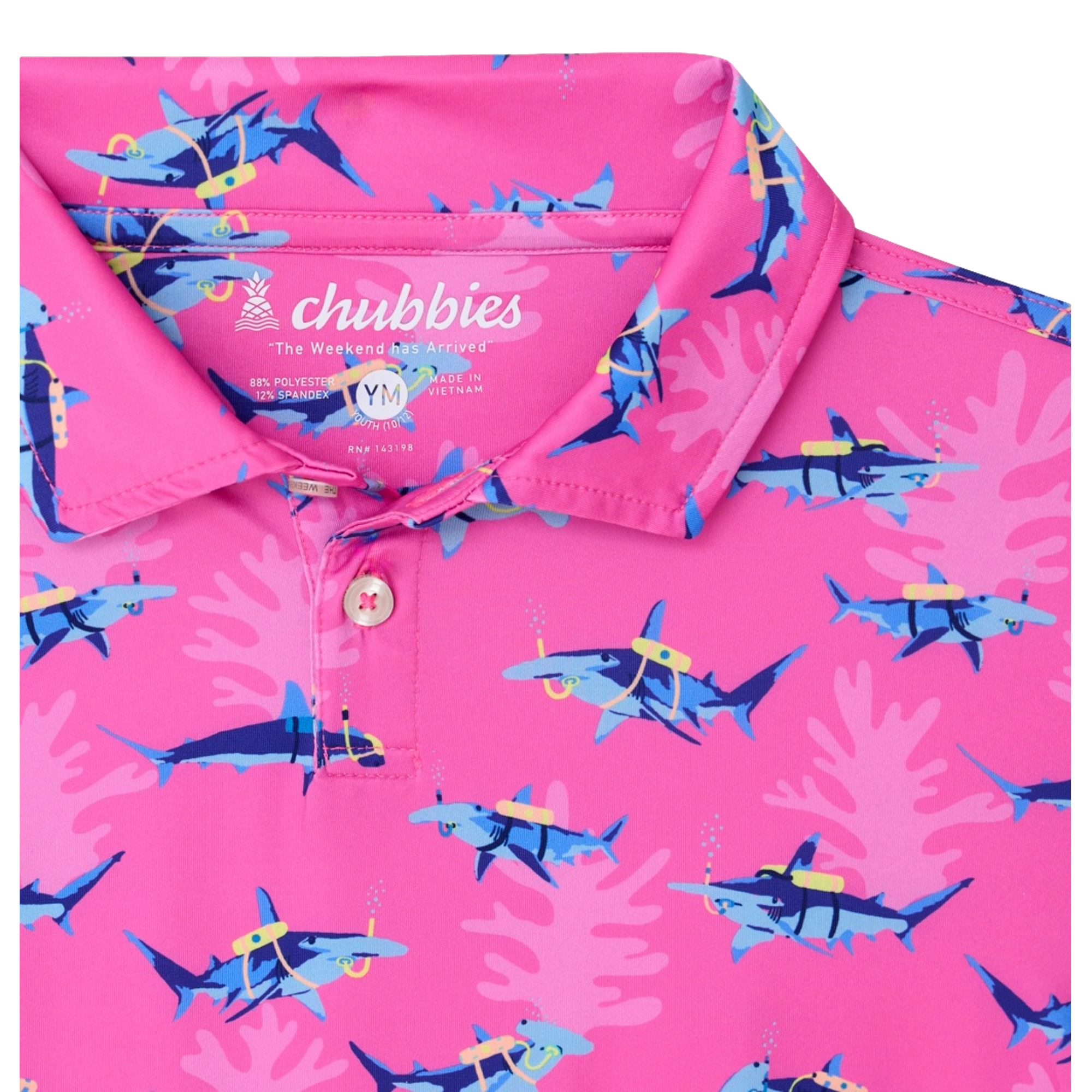 The Great Pink Shark Boys Golf Top
