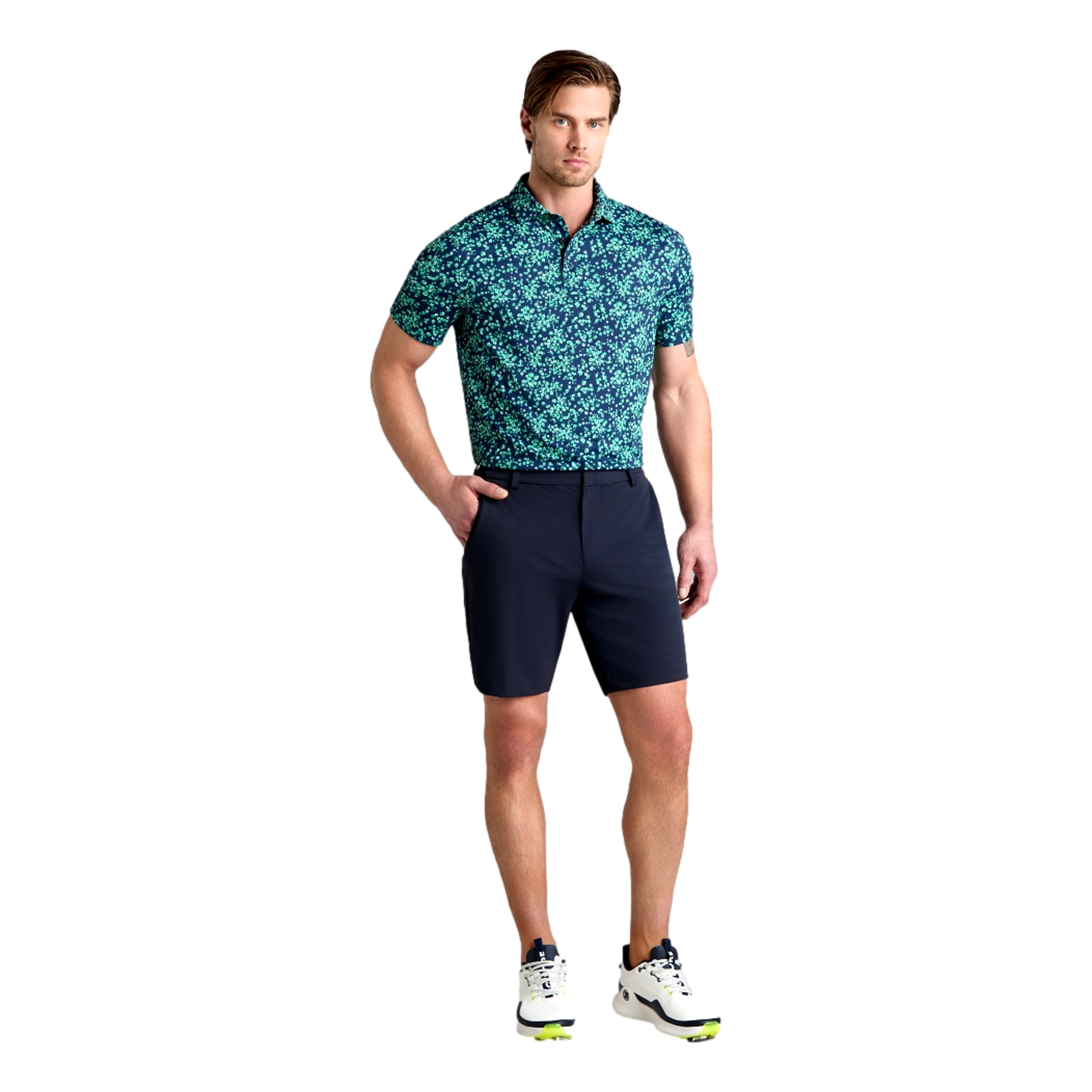 Floral Print Tech Jersey Men's Golf Polo Shirt