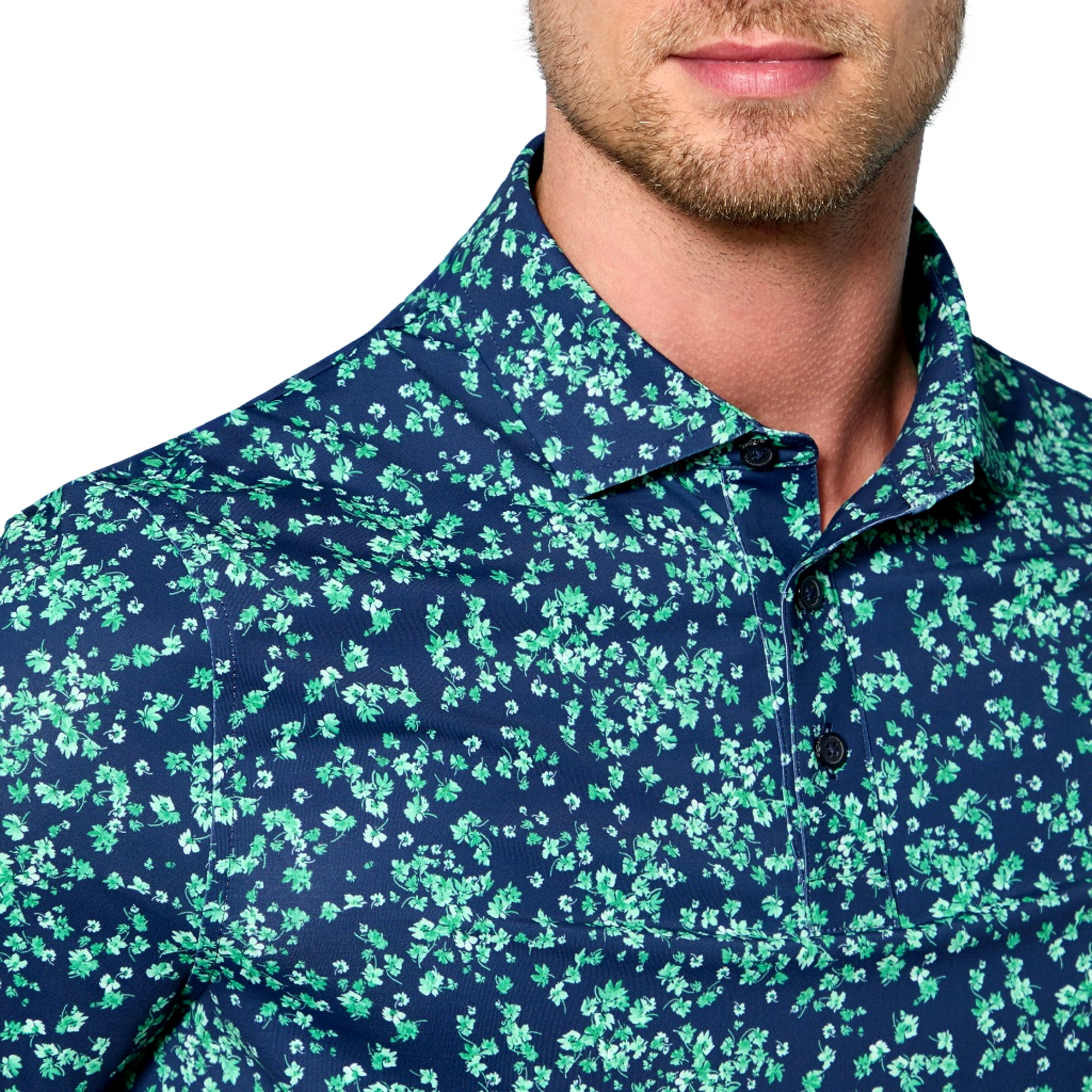 Floral Print Tech Jersey Men's Golf Polo Shirt