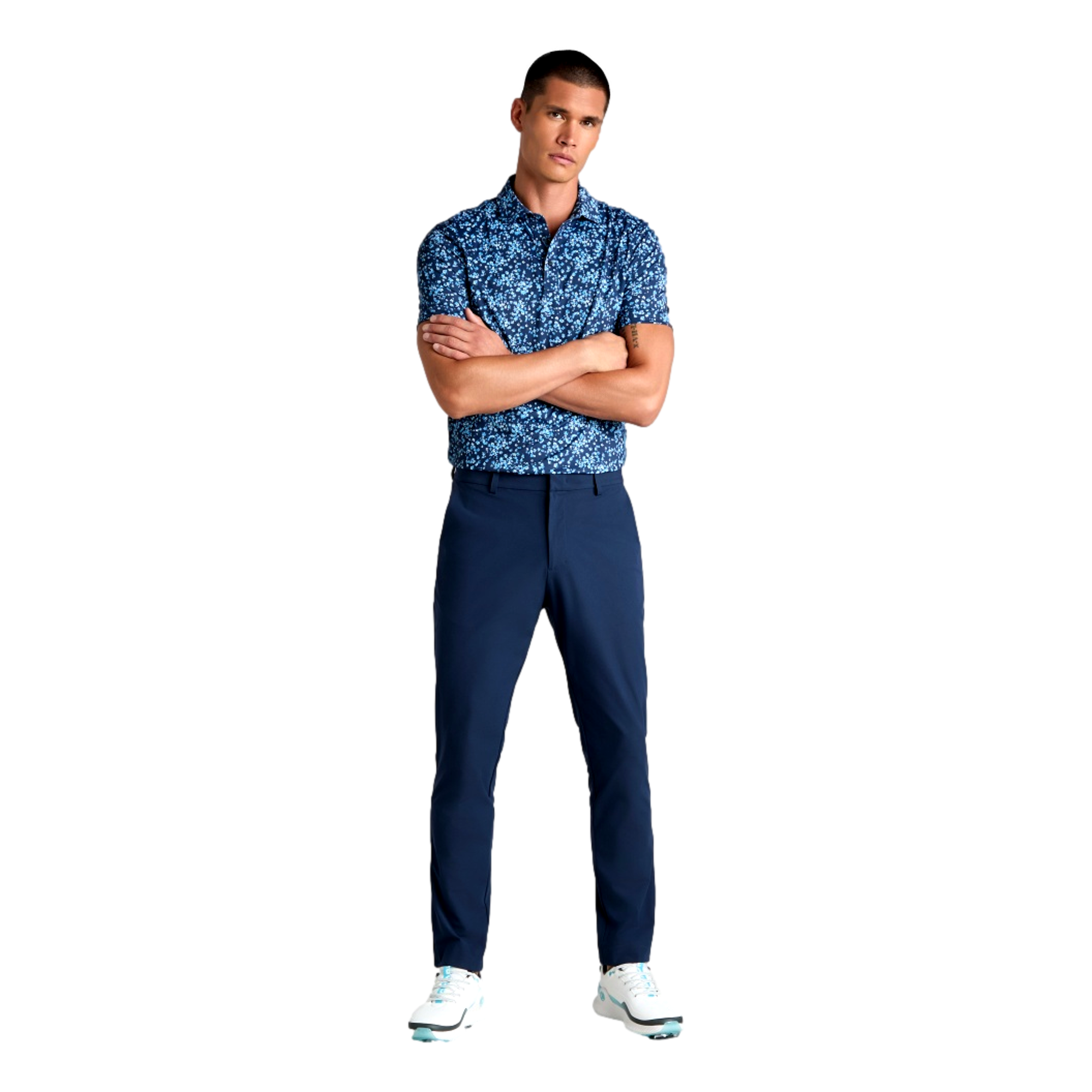 Floral Print Tech Jersey Men's Golf Polo Shirt