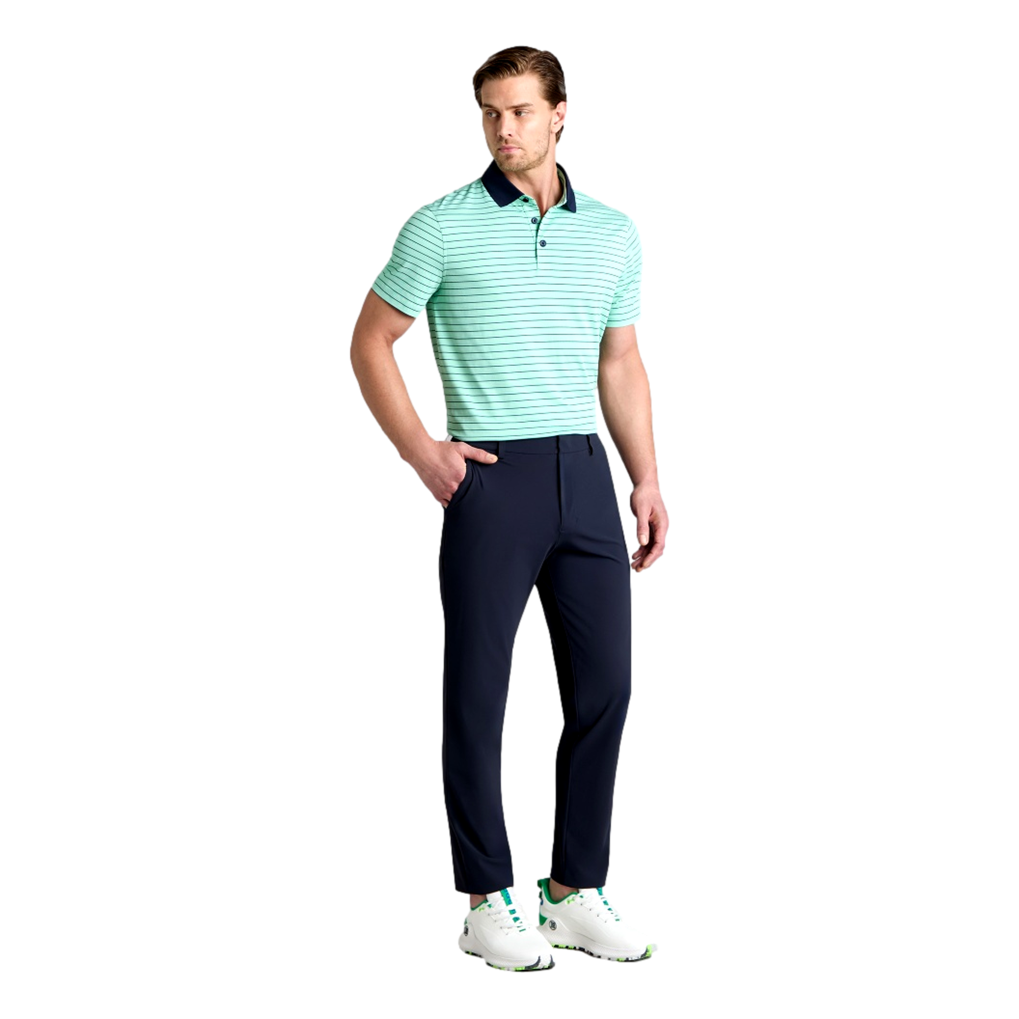 Herringbone Stripe Men's Golf Polo Shirt