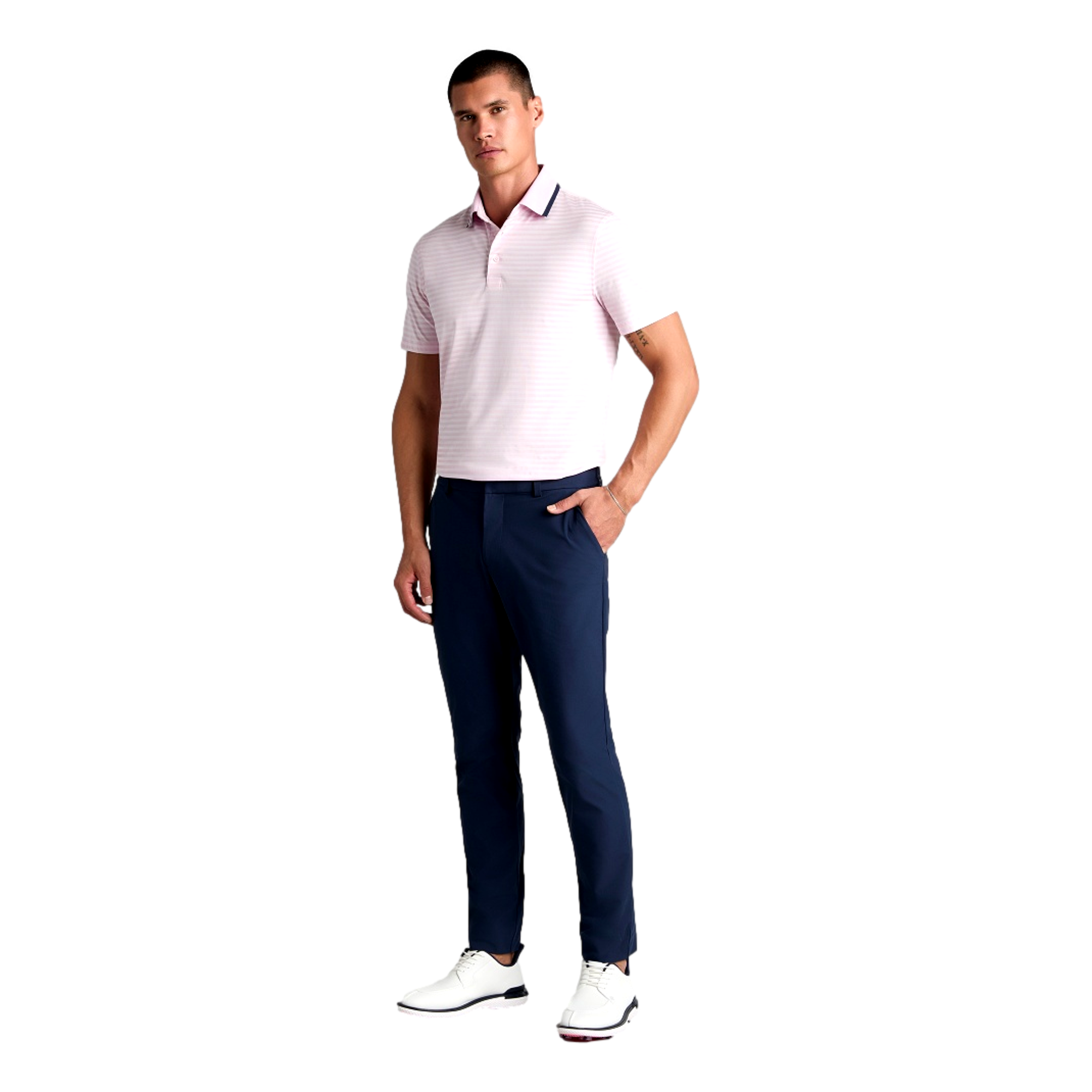 Perforated Stripe Men's Golf Polo Shirt