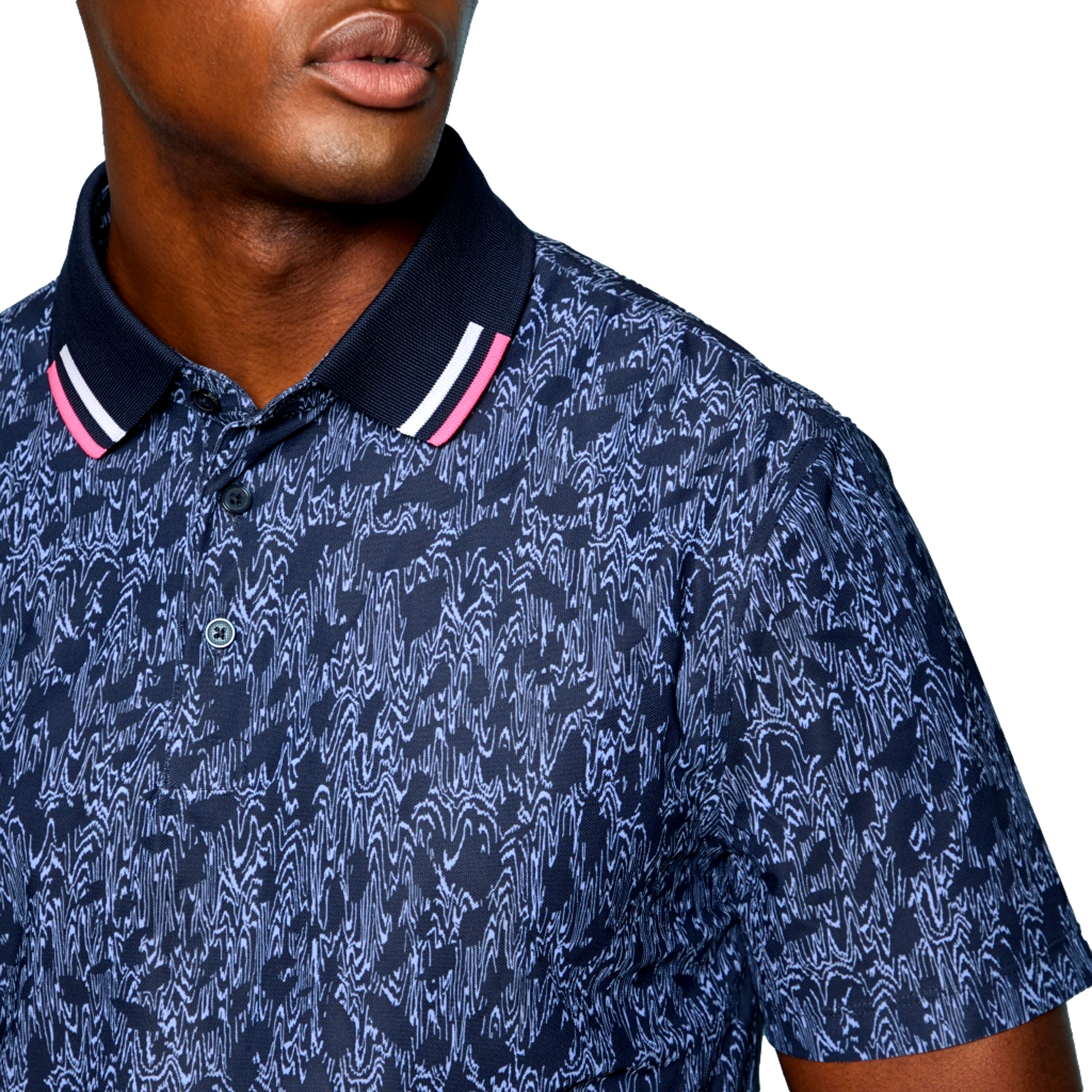 Contrast Collar Tech Pique Men's Golf Polo Shirt