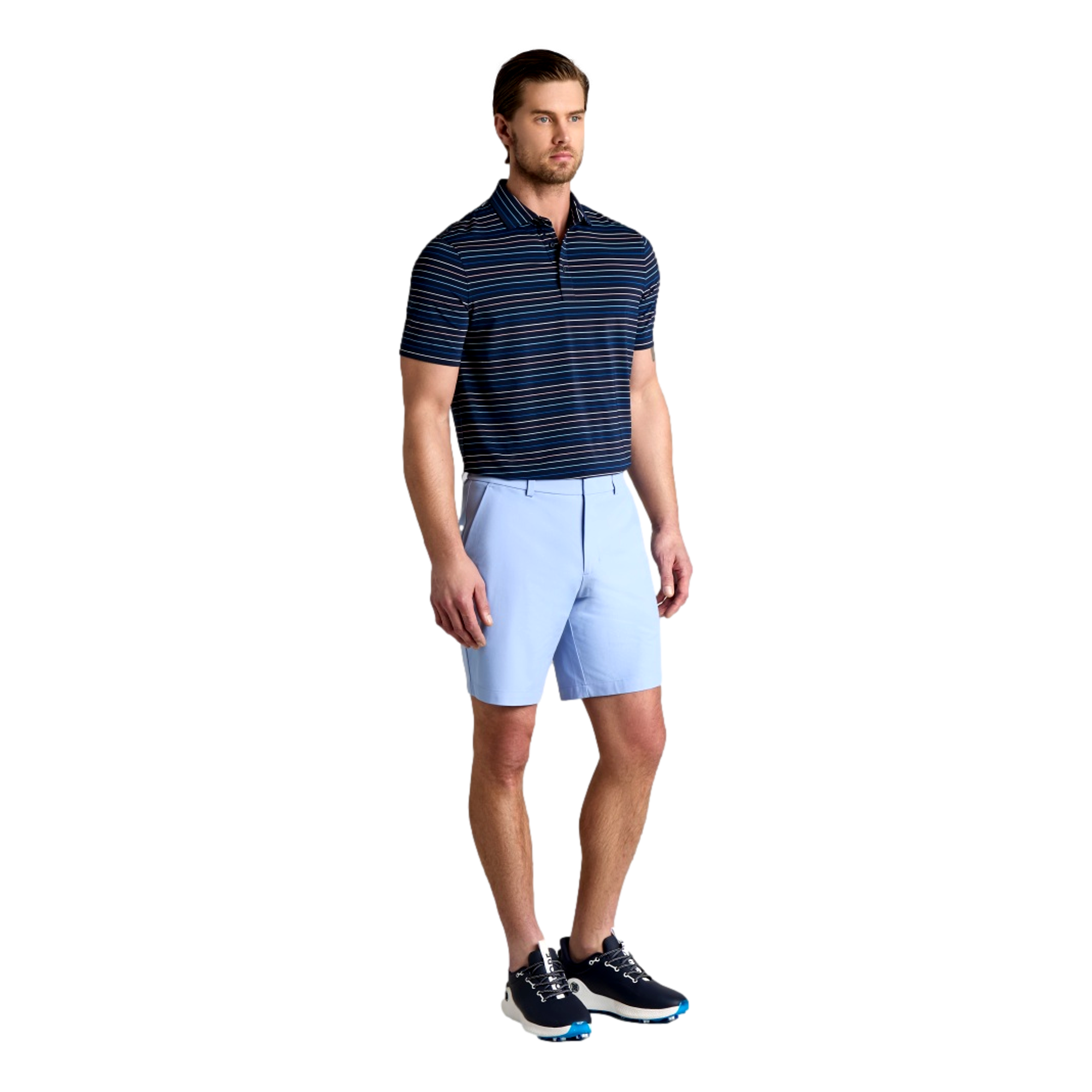 Striped Tech Jersey Men's Golf Polo Shirt