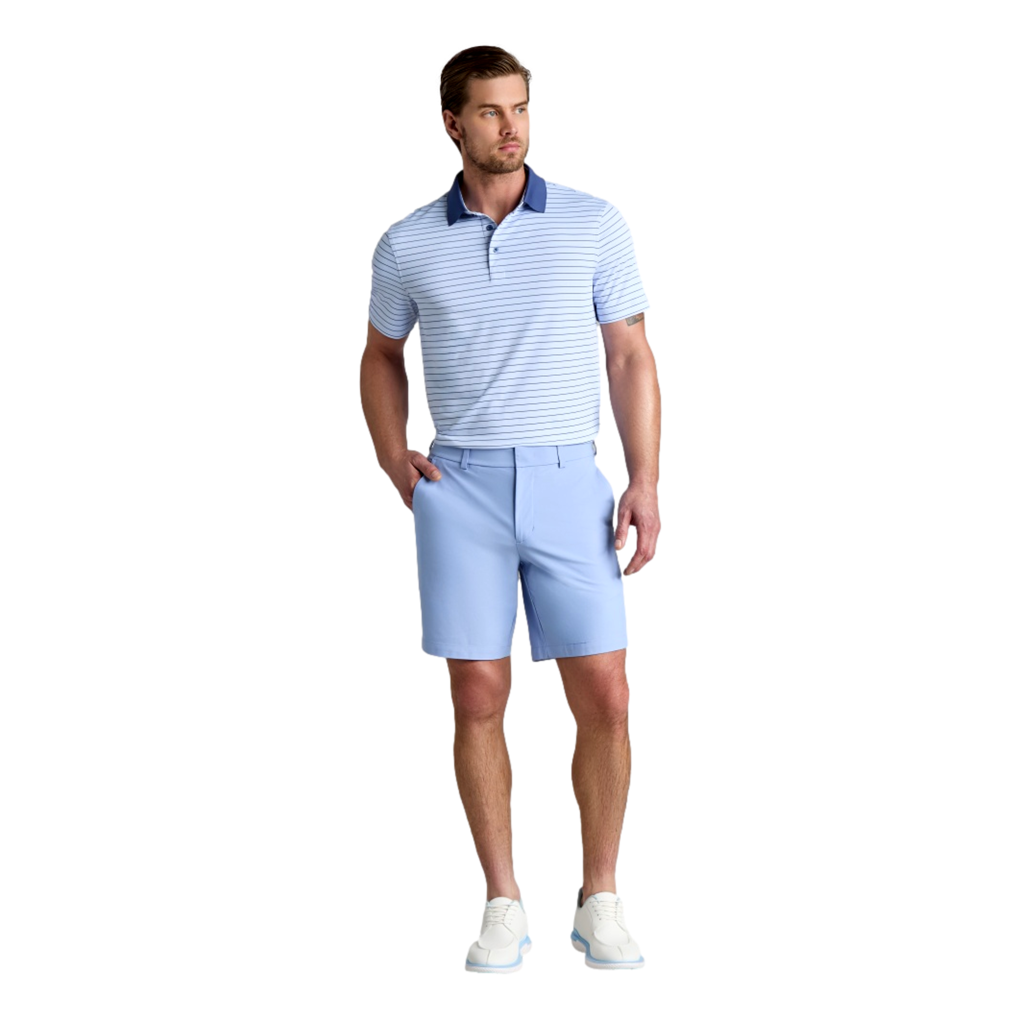 Herringbone Stripe Men's Golf Polo Shirt
