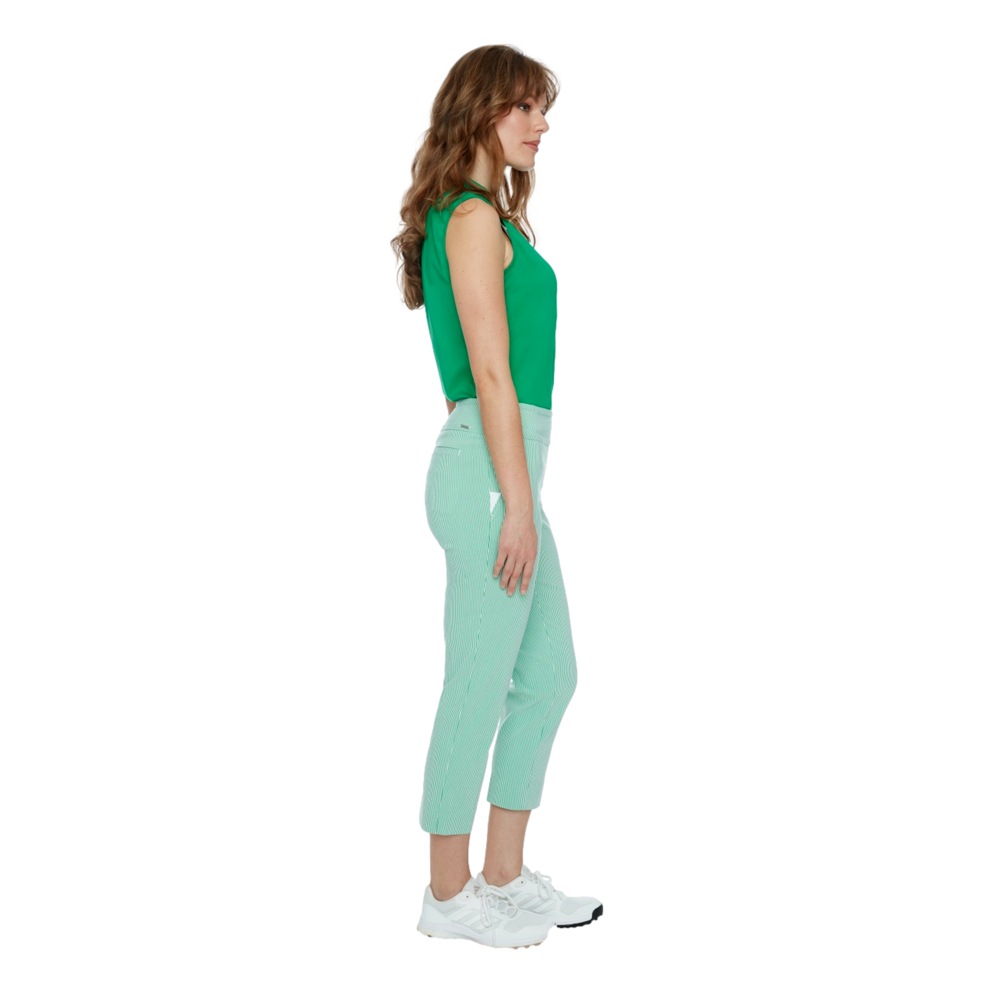 Green Ticking Capris Women's Golf Pants